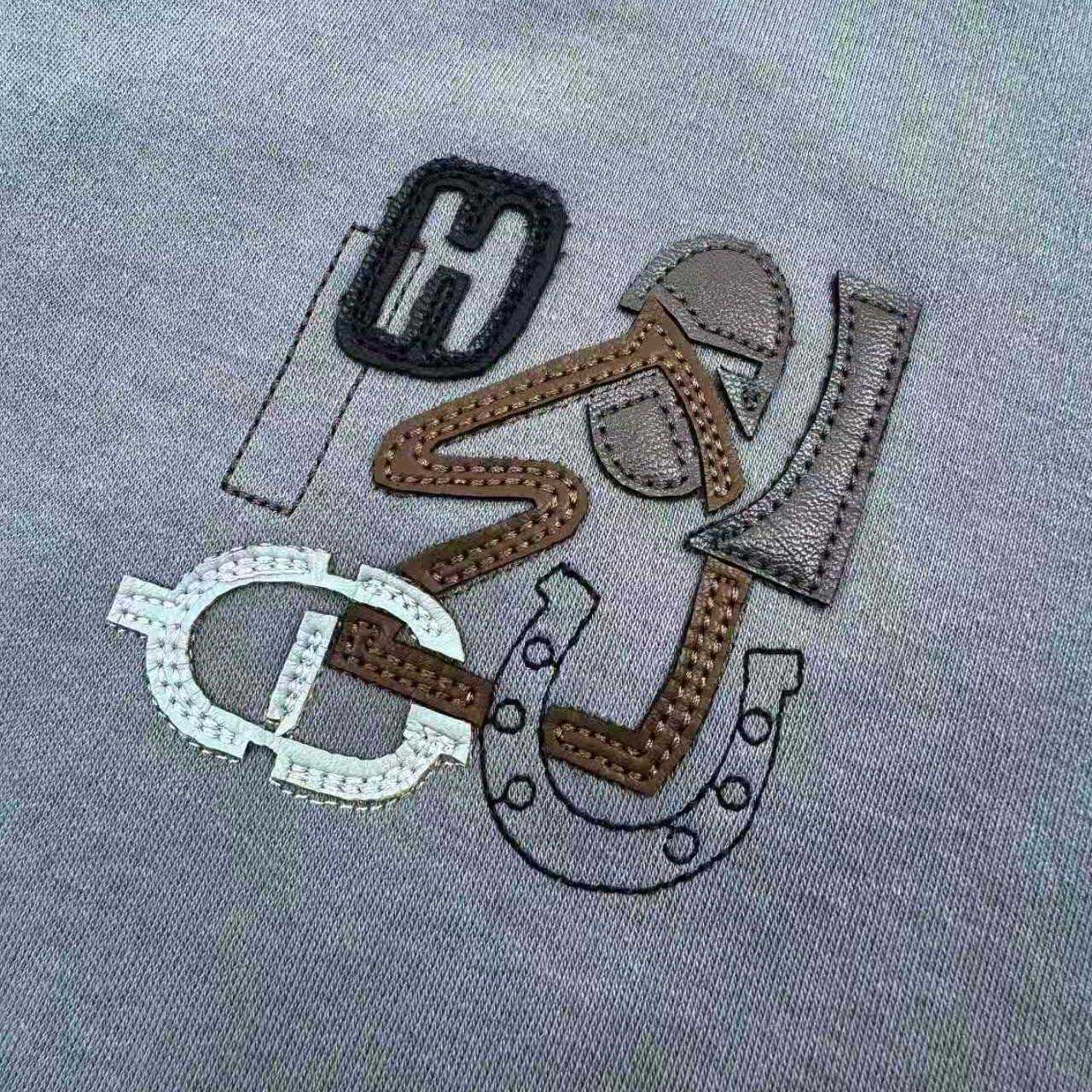 Hermes H Puzzle Leather Embroidery T-Shirt  - DesignerGu