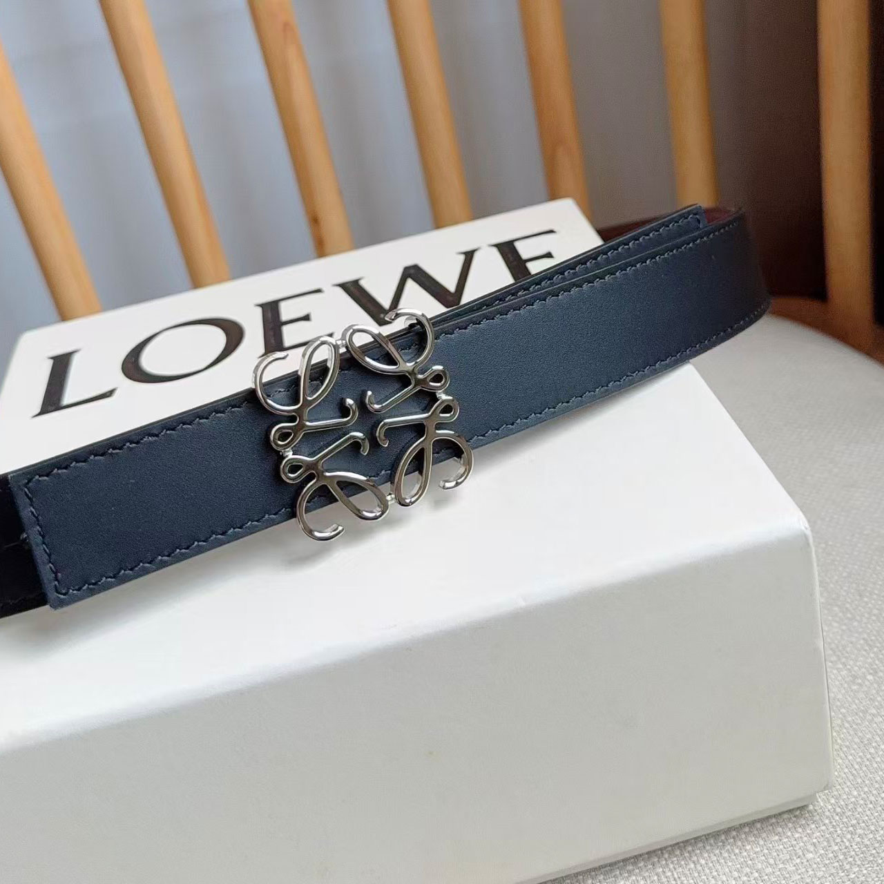 Loewe Reversible Anagram Belt In Smooth Calfskin - DesignerGu