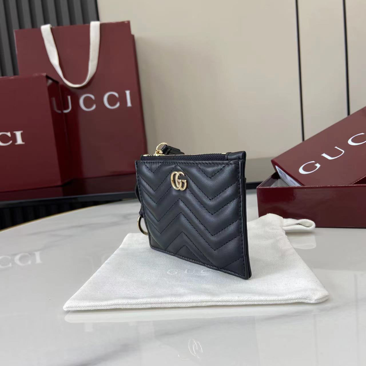 Gucci GG Marmont Zip Key Pouch 837747 - DesignerGu