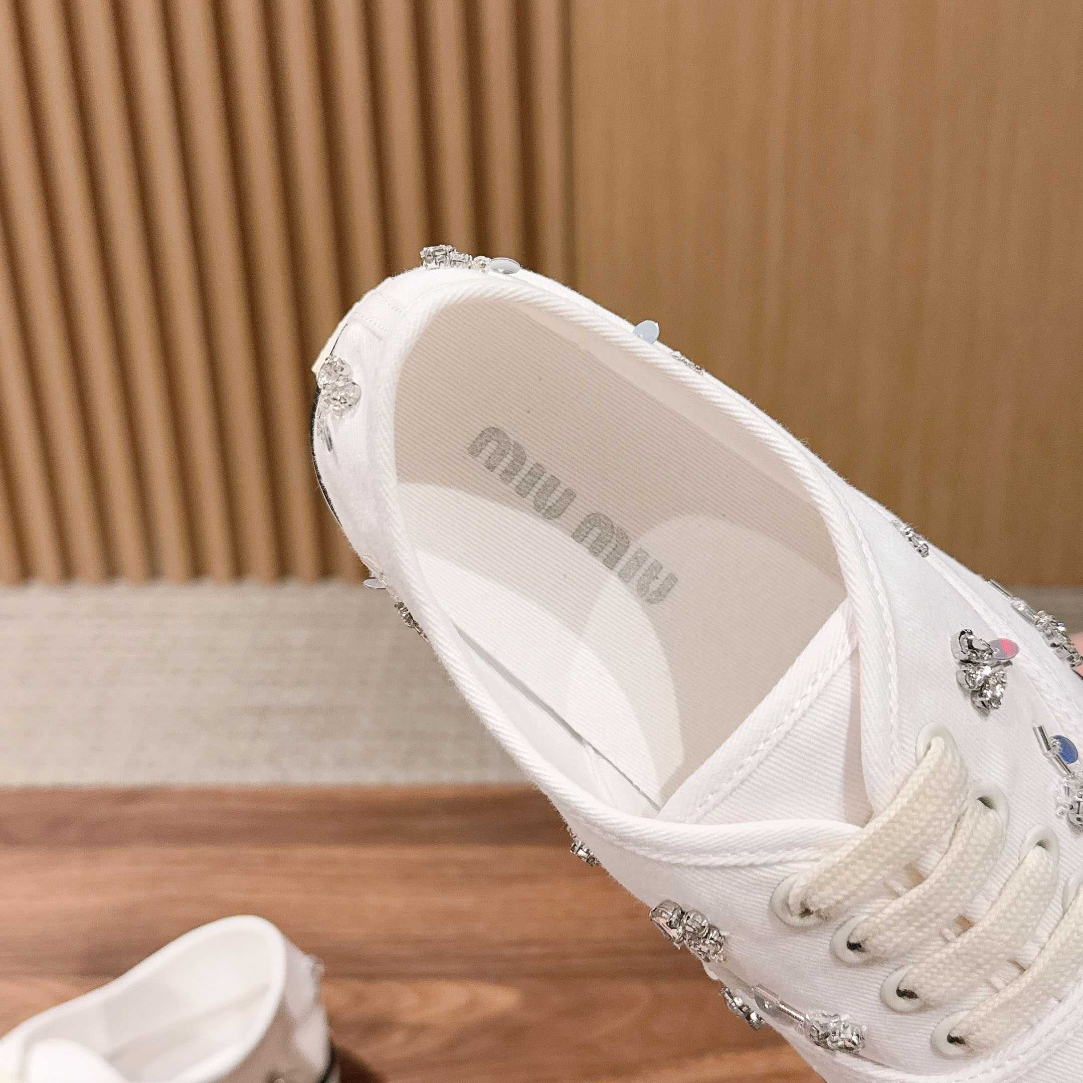 Miu Miu Embroidered Drill Sneakers - DesignerGu
