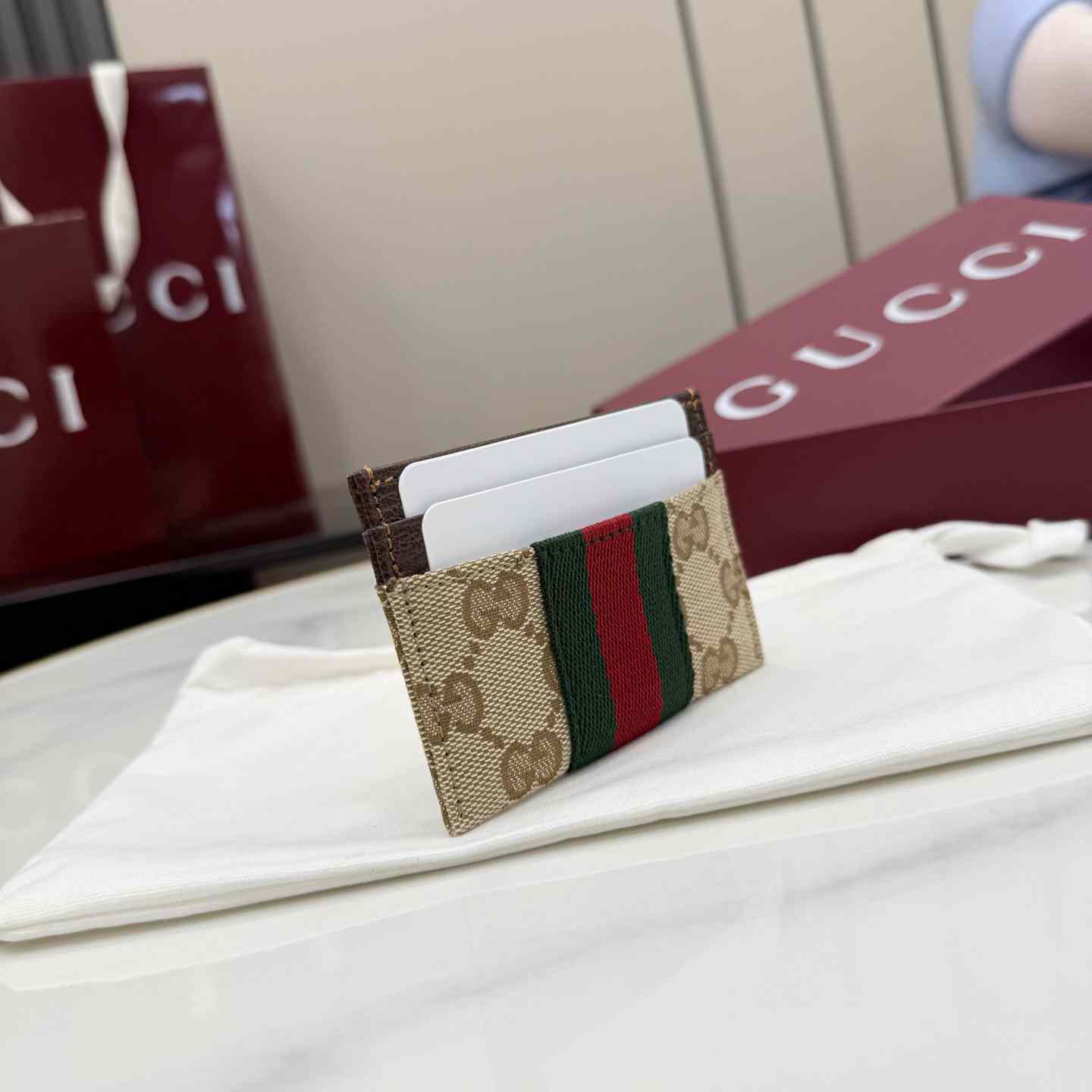 Gucci GG Card Case With Web - DesignerGu