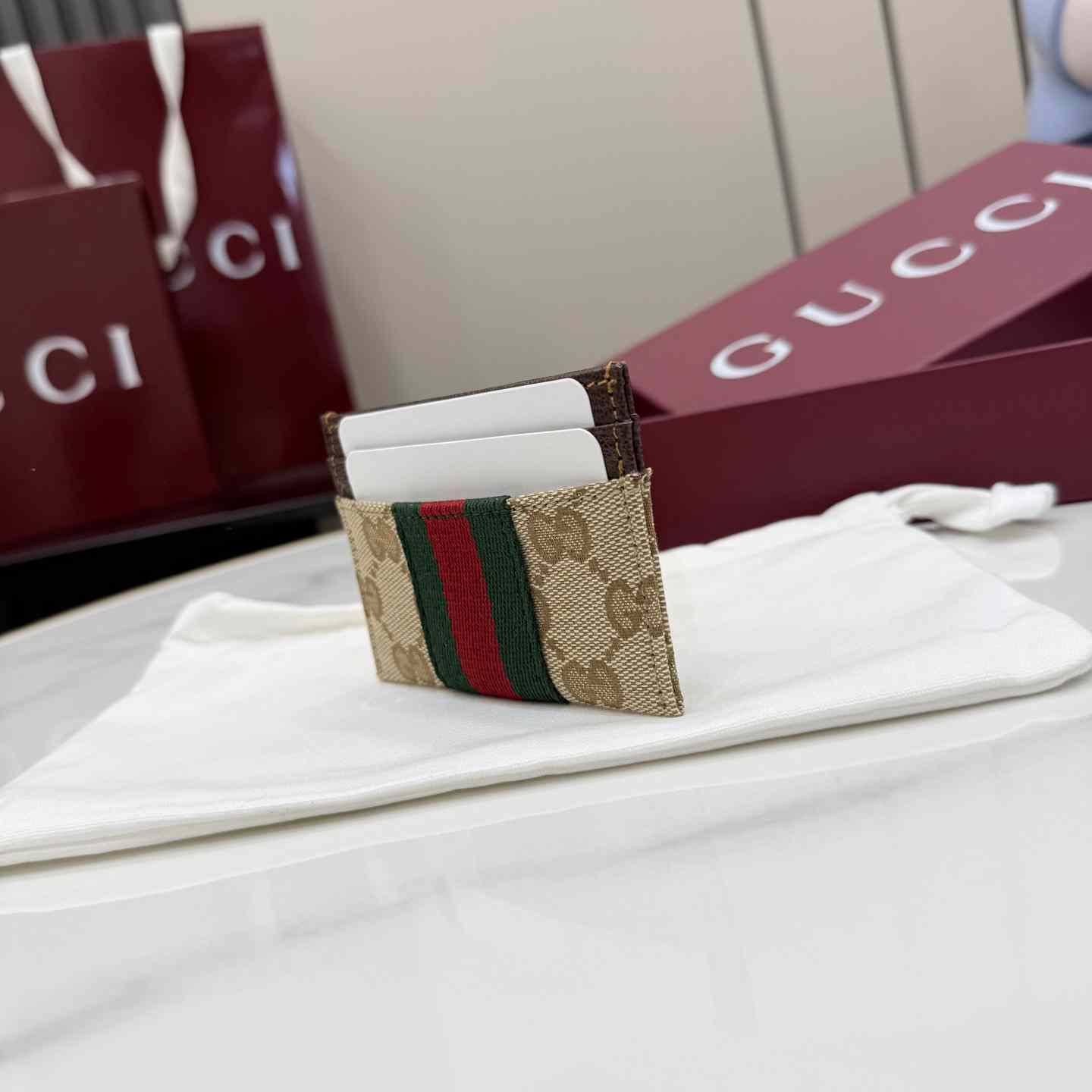 Gucci GG Card Case With Web - DesignerGu