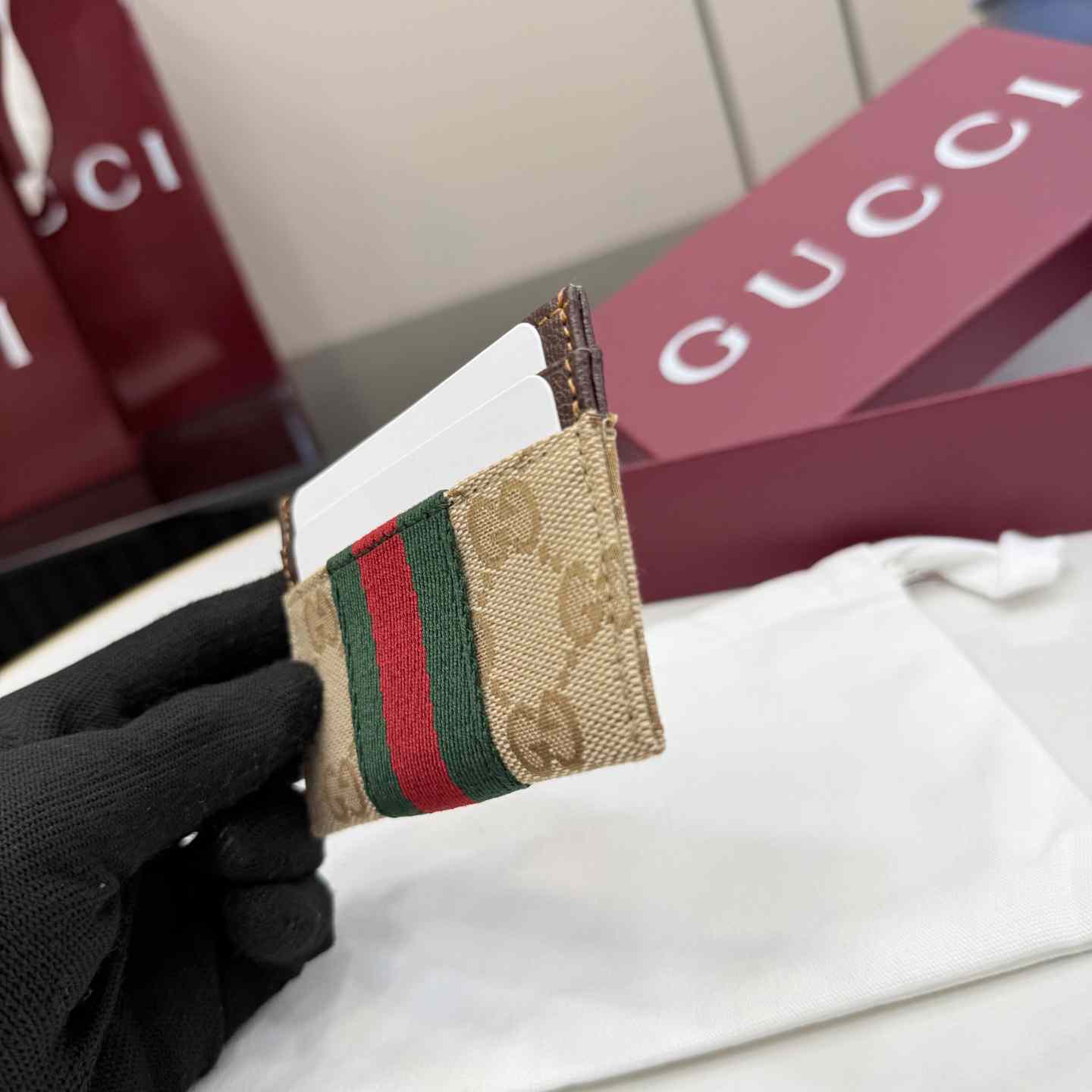 Gucci GG Card Case With Web - DesignerGu