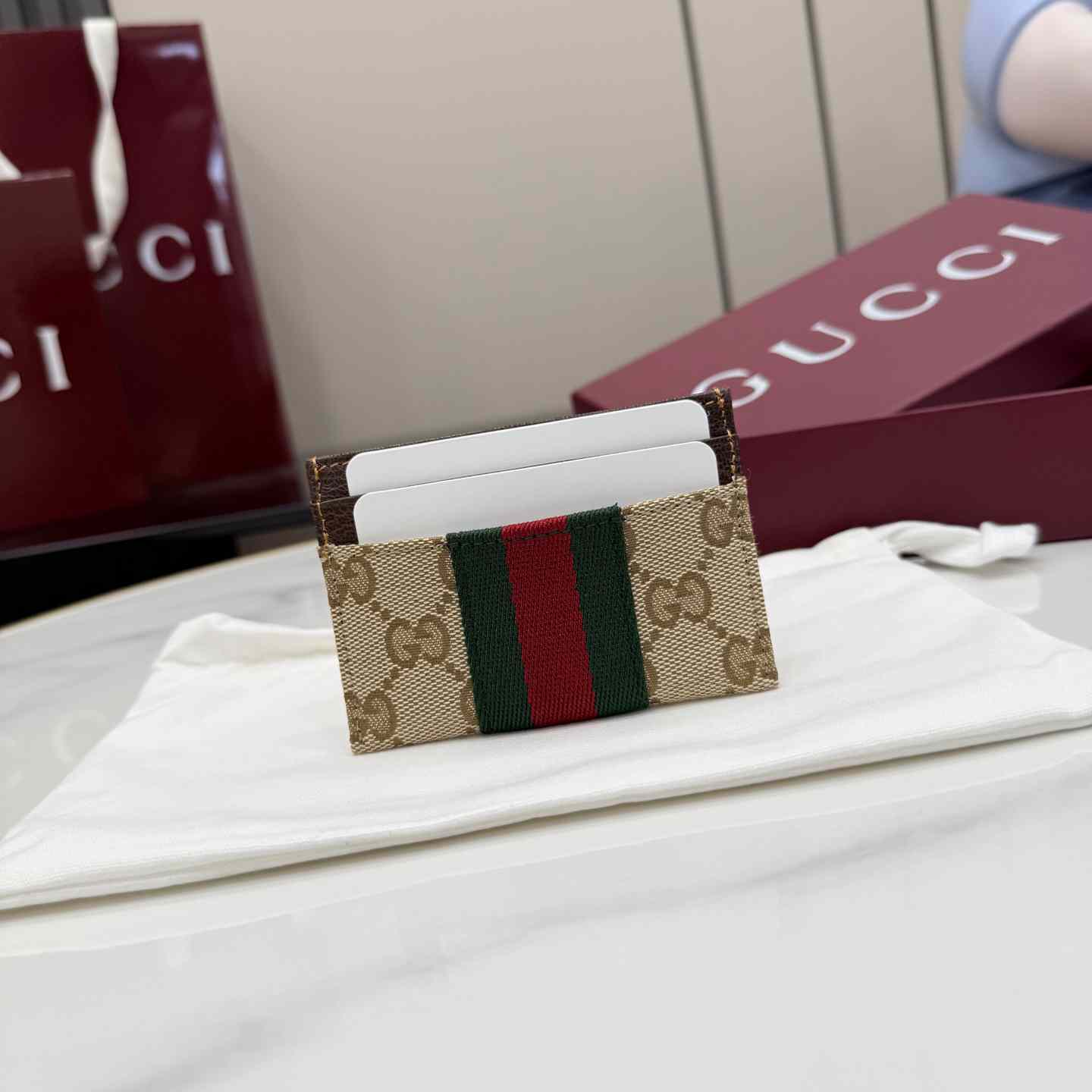 Gucci GG Card Case With Web - DesignerGu