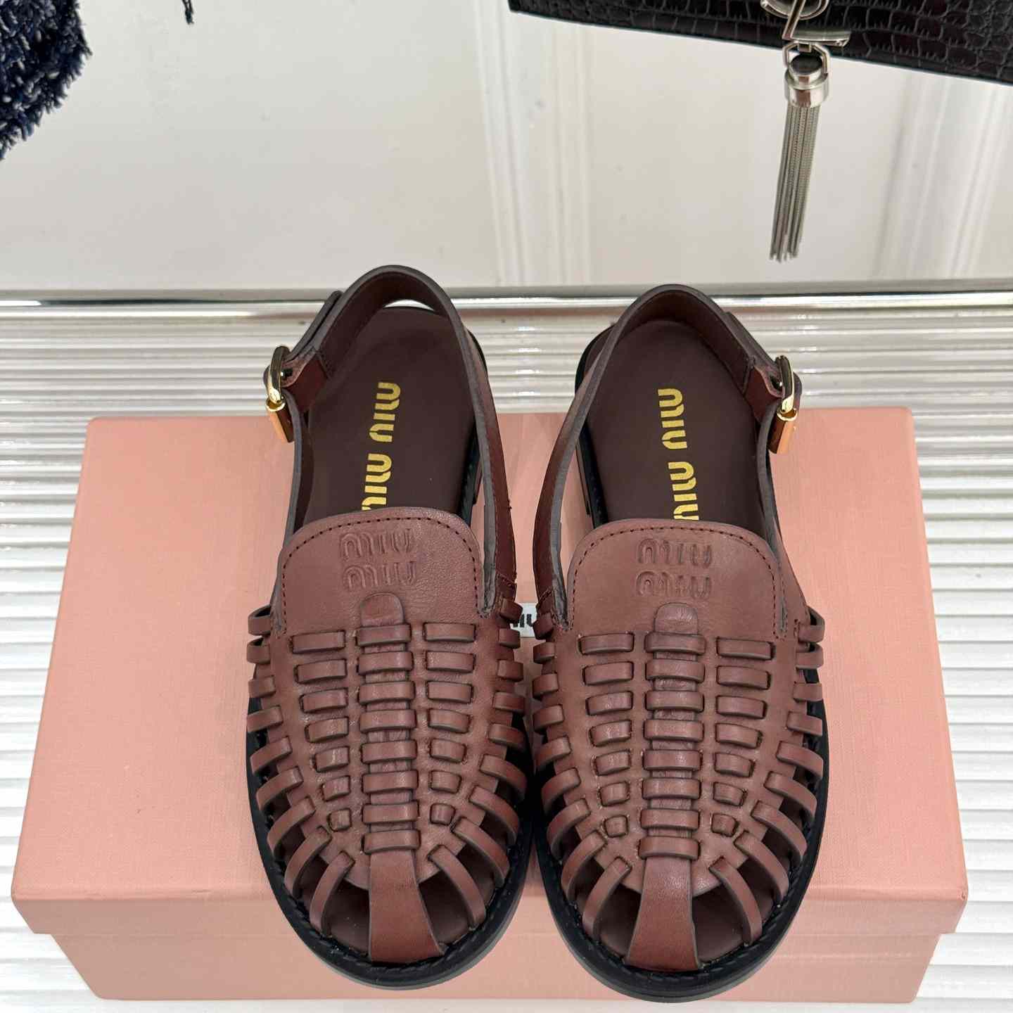 Miu Miu Leather Slingback Loafers - DesignerGu
