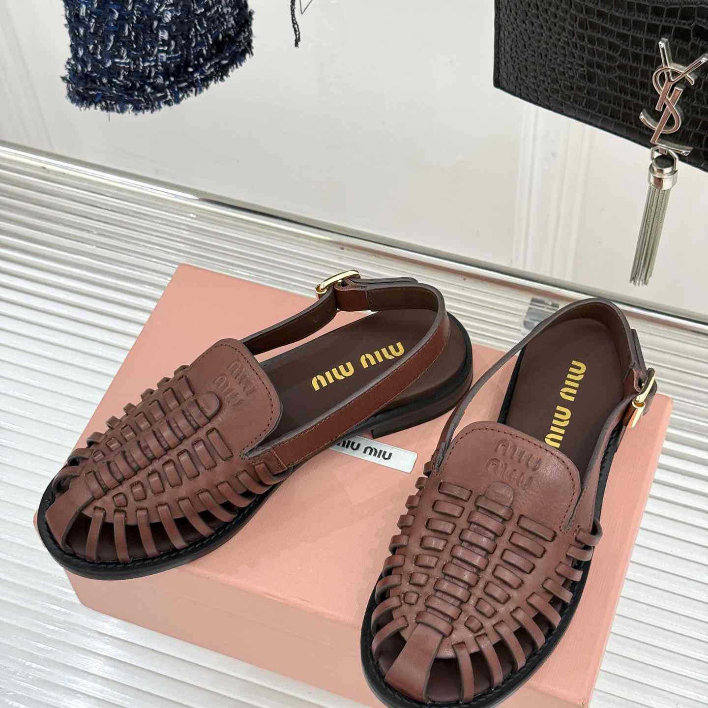 Miu Miu Leather Slingback Loafers - DesignerGu