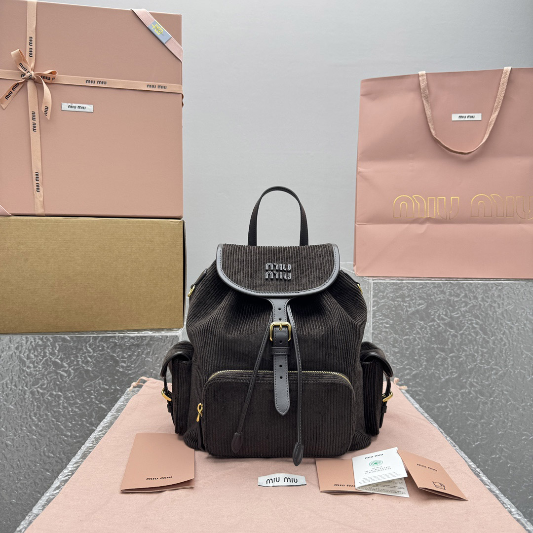 Miu Miu  Large Corduroy Backpack - DesignerGu