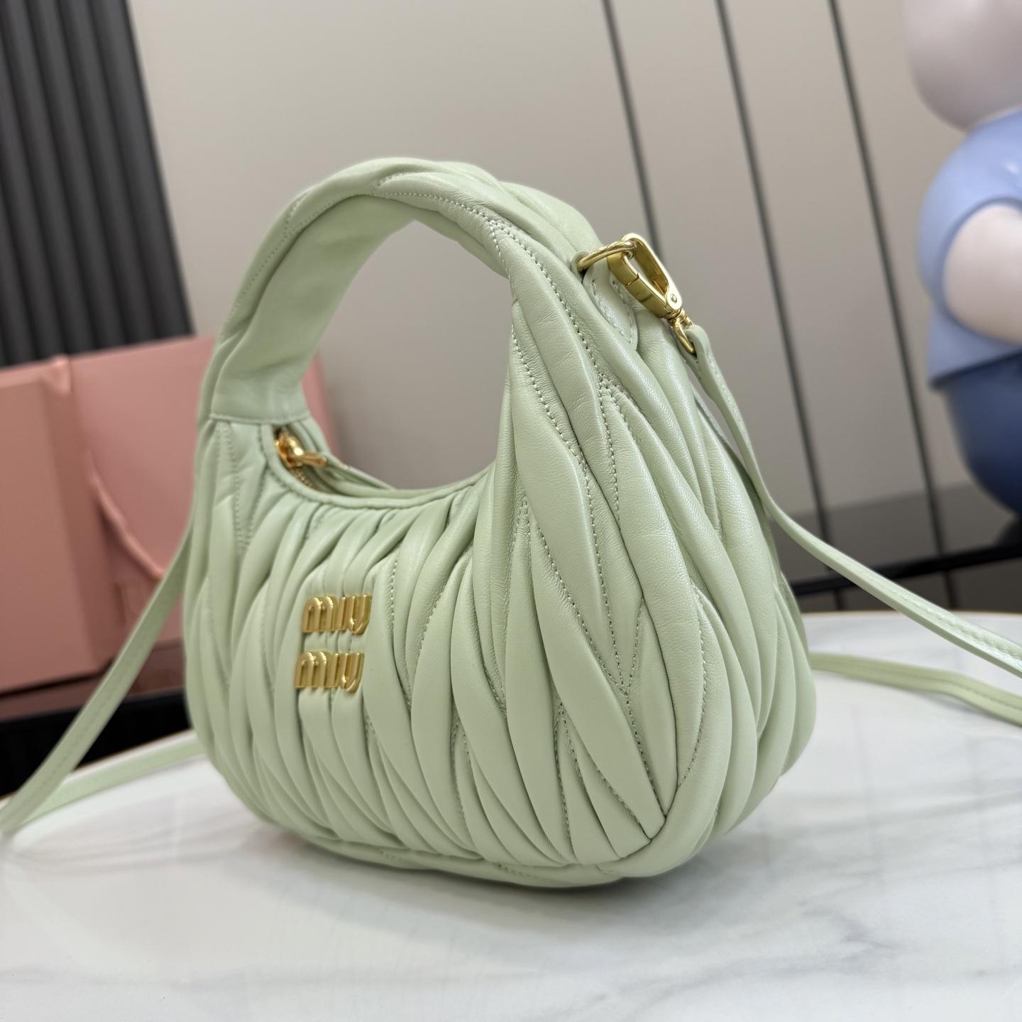 Miu Miu Wander Matelassé Nappa Leather Hobo Bag  - DesignerGu