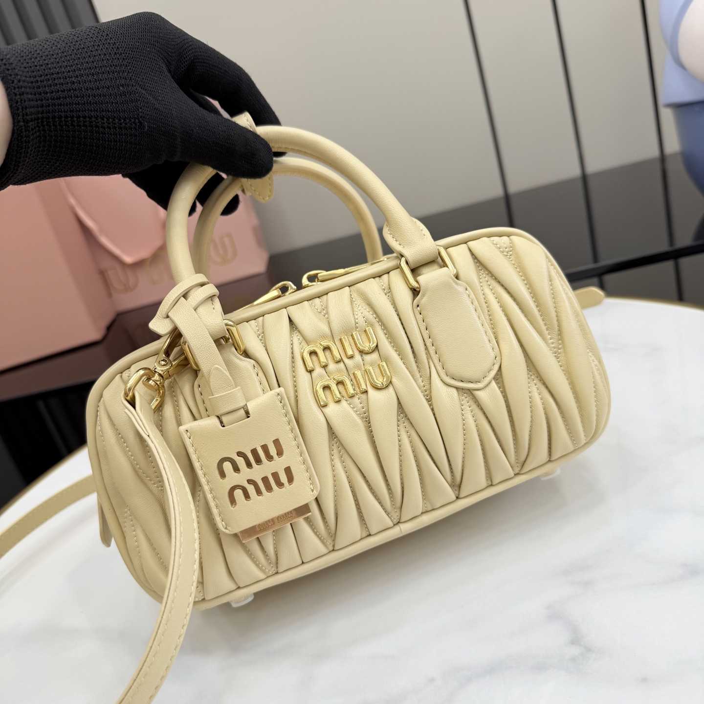 Miu Miu Arcadie Matelassé Nappa Leather Bag - DesignerGu