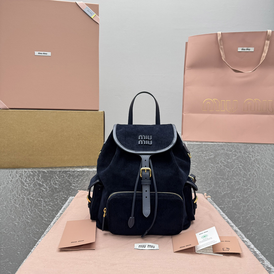 Miu Miu  Large Corduroy Backpack - DesignerGu