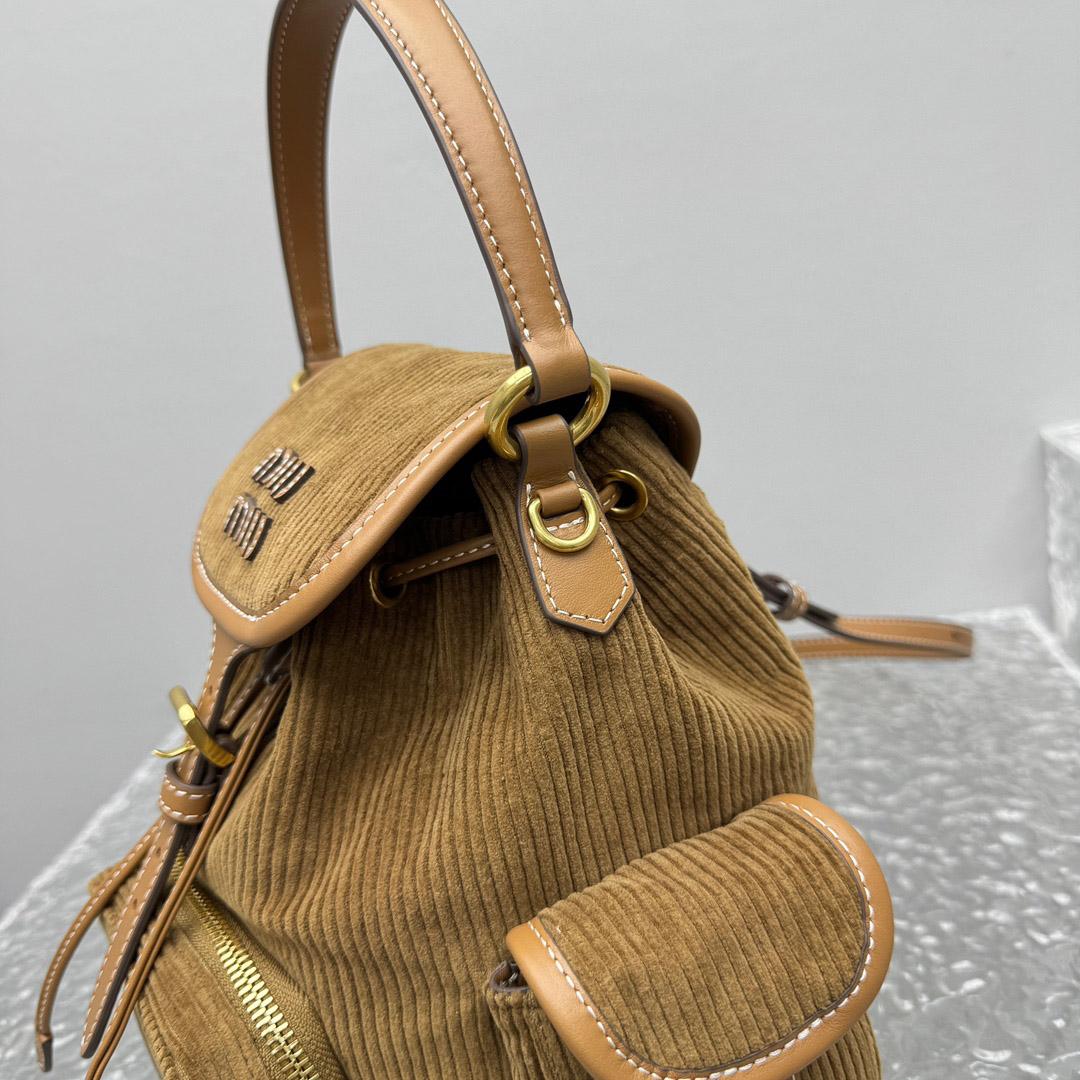 Miu Miu  Medium Corduroy Cotton Backpack - DesignerGu