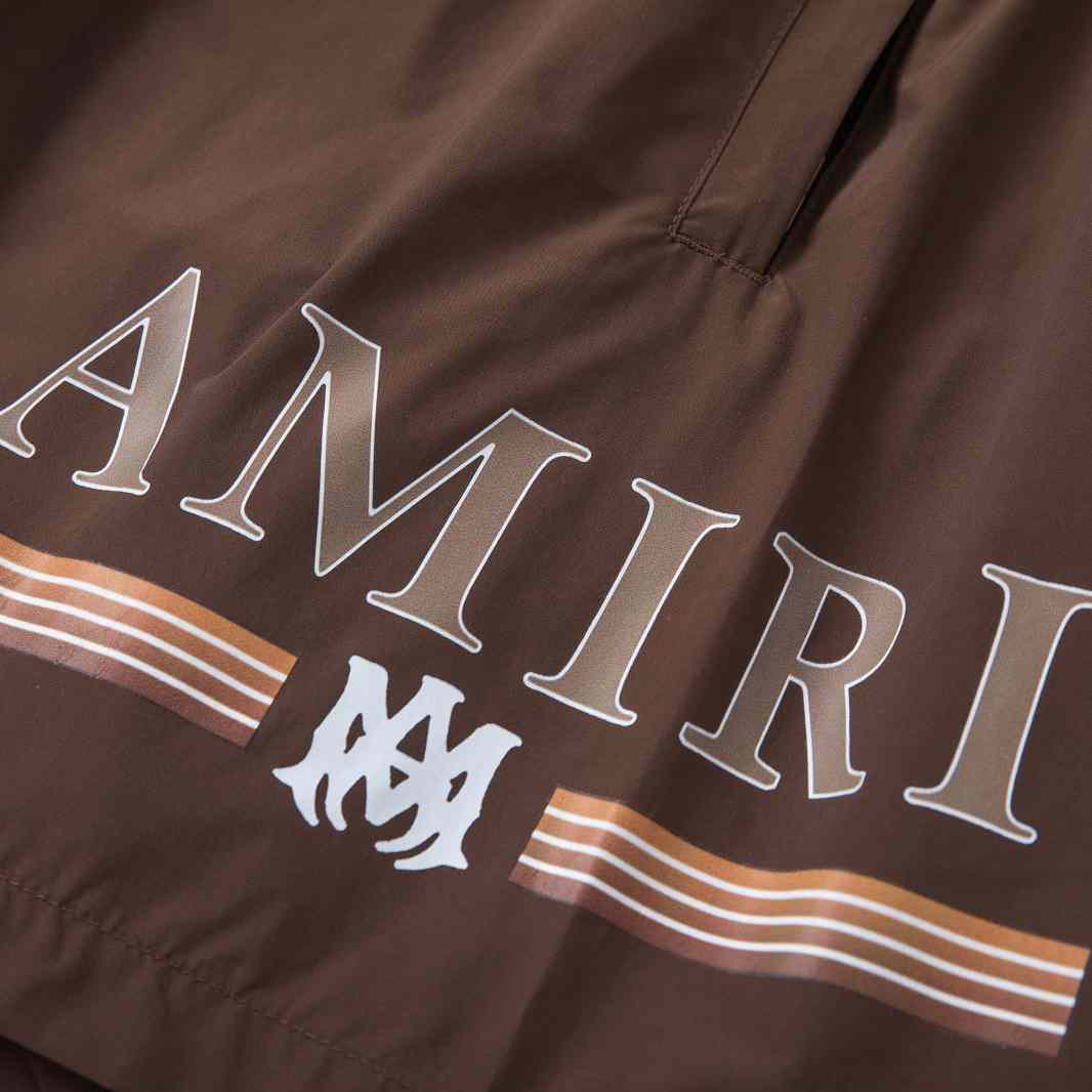 Amiri MA Gradient Bar Swim Trunks 'Brown' - DesignerGu