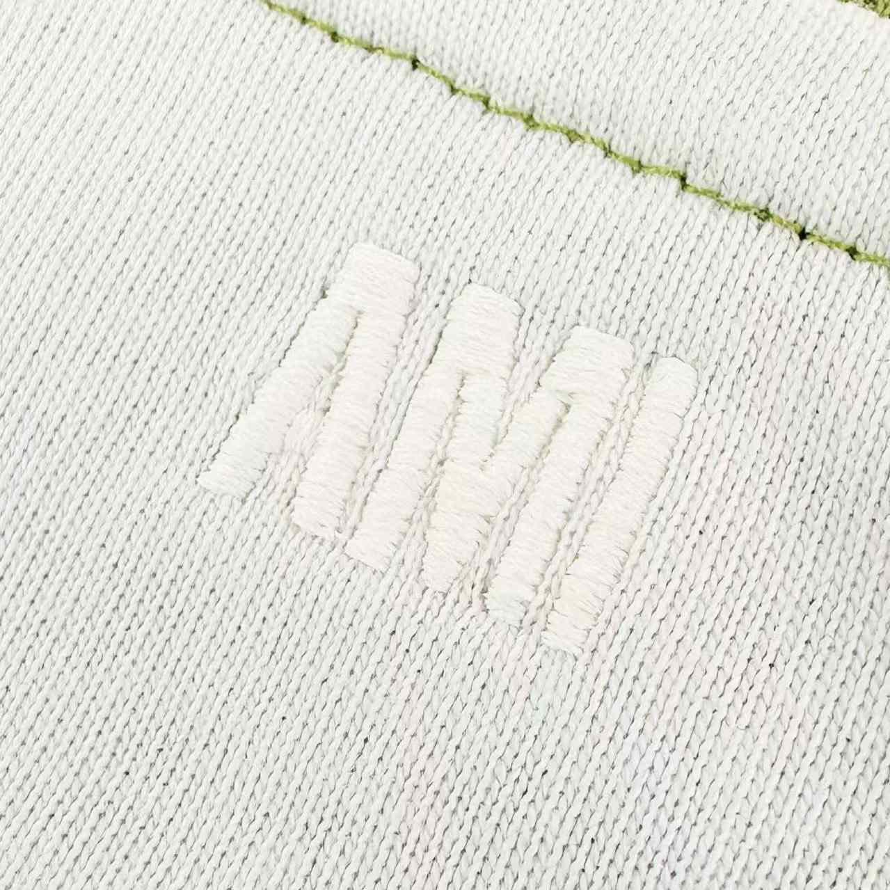 AMI Paris White And Green Cotton Ami De Coeur Knitted Patch T-shirt - DesignerGu