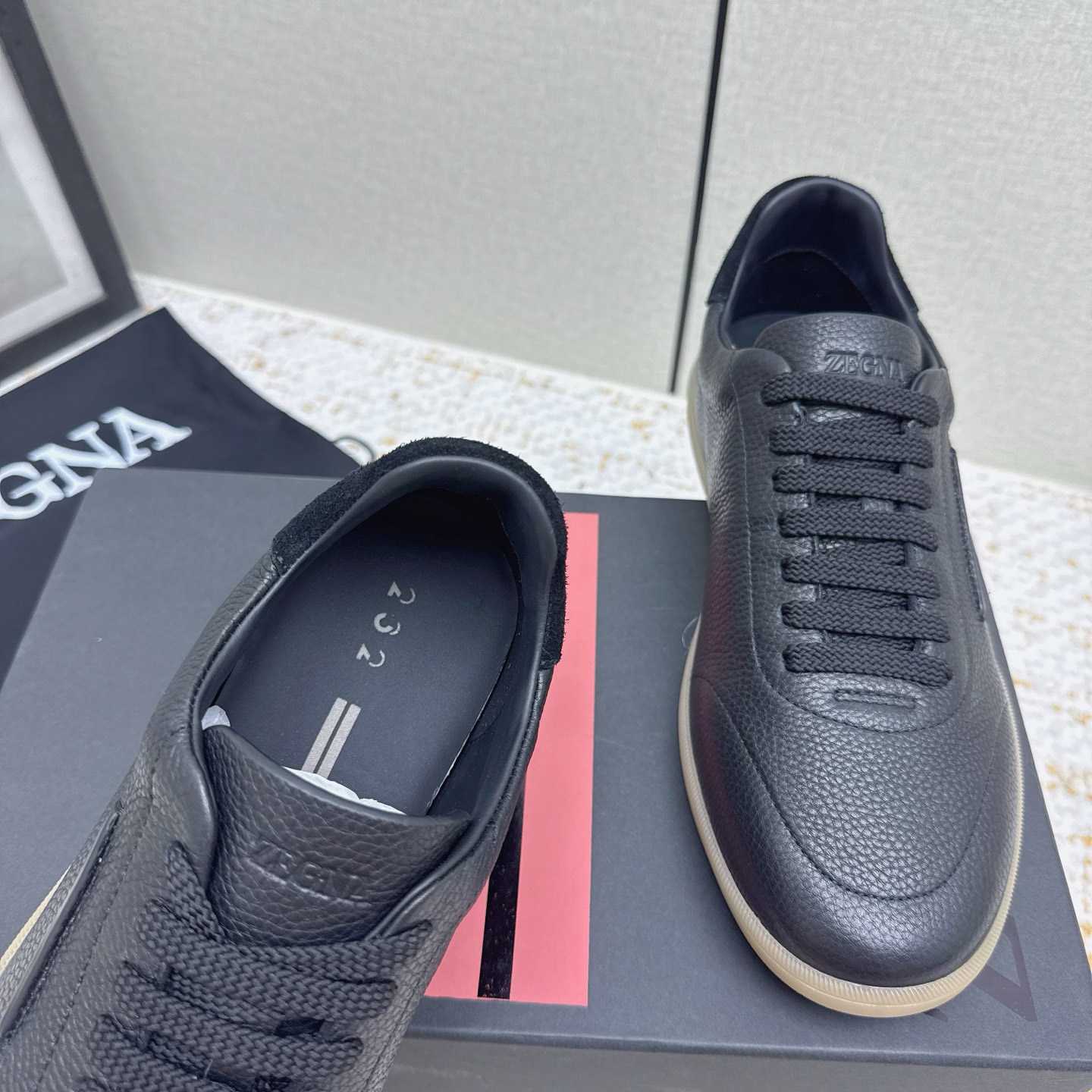 Zegna Grained Leather 232 Sneakers - DesignerGu