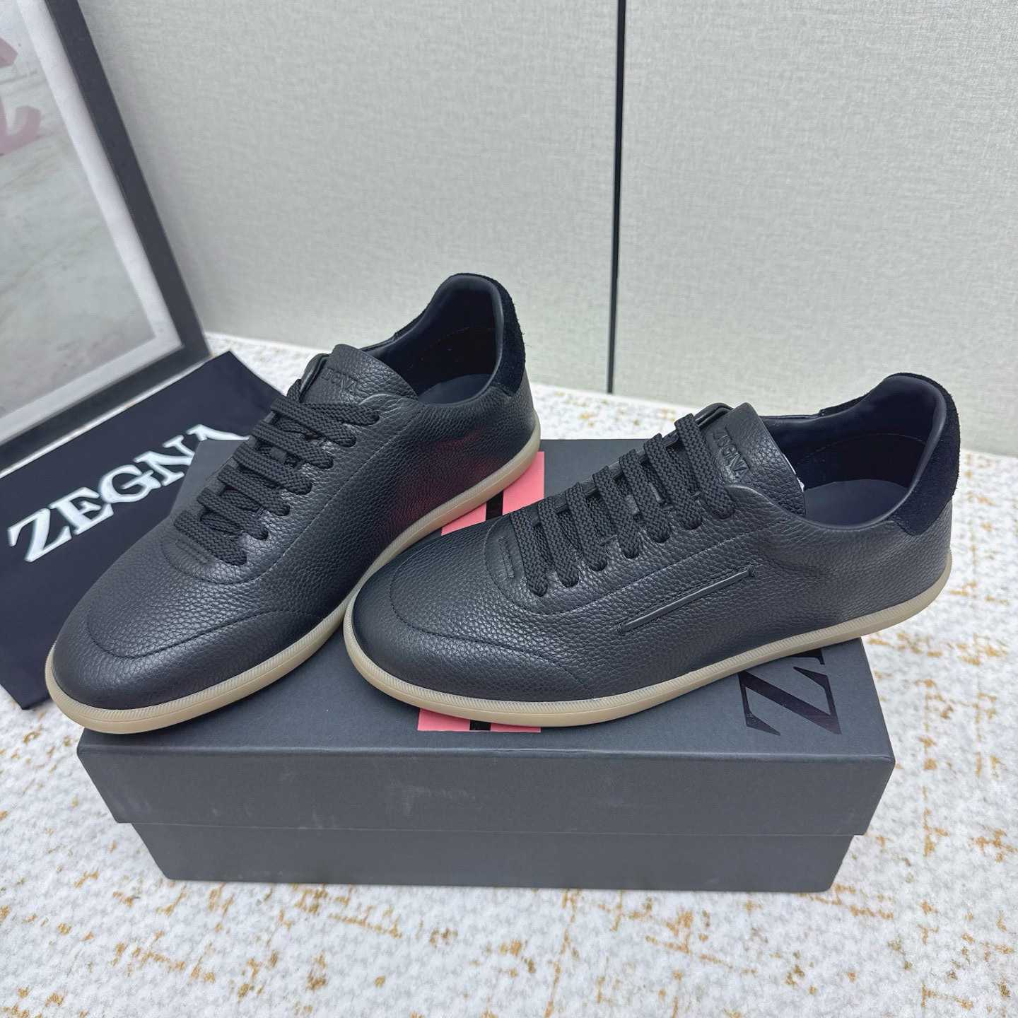 Zegna Grained Leather 232 Sneakers - DesignerGu