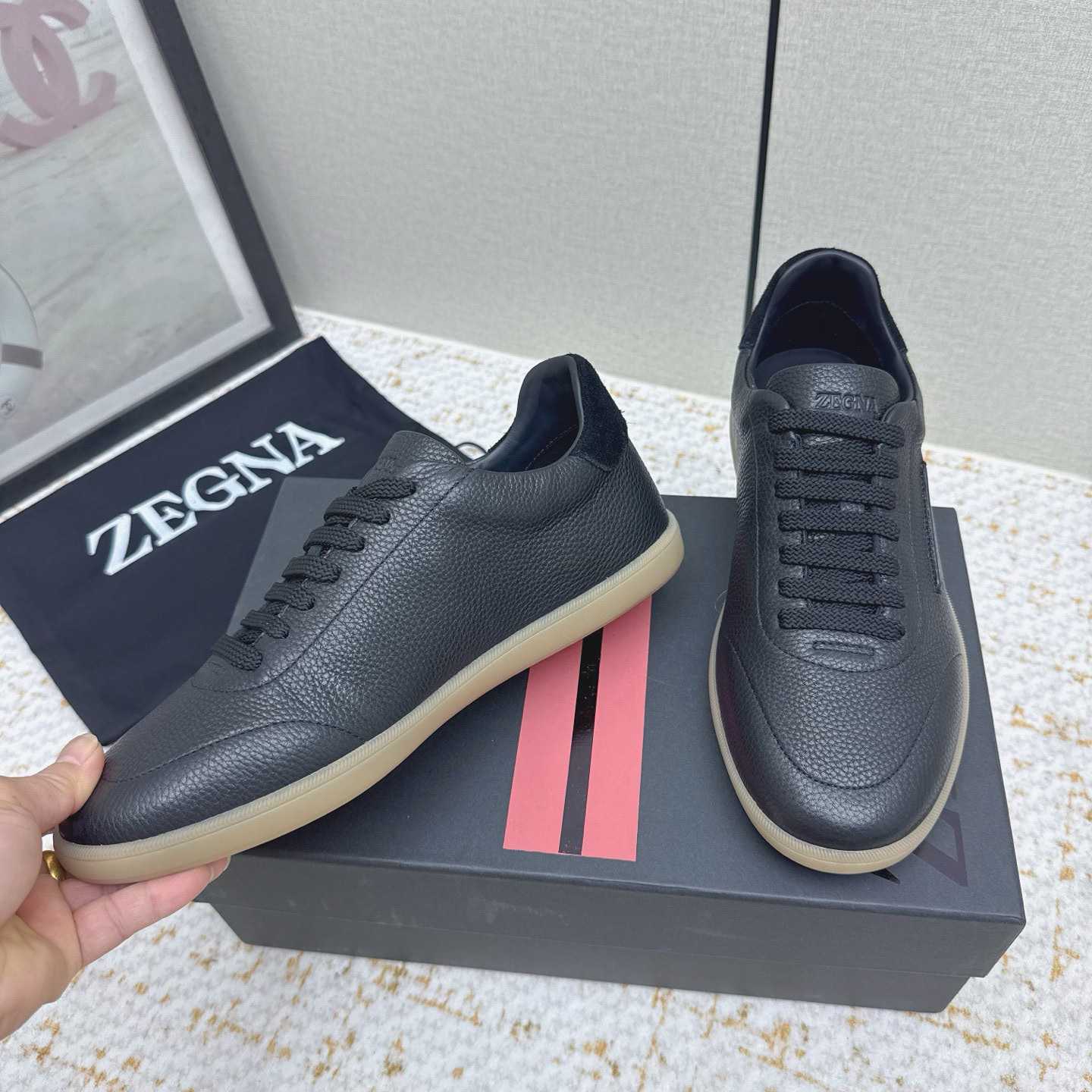 Zegna Grained Leather 232 Sneakers - DesignerGu