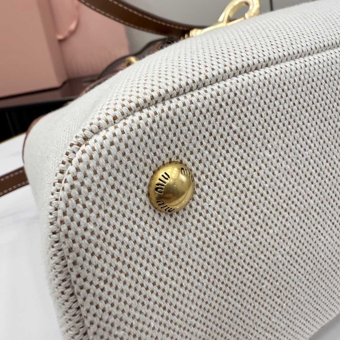 Miu Miu Aventure Canvas And Leather Bag - DesignerGu
