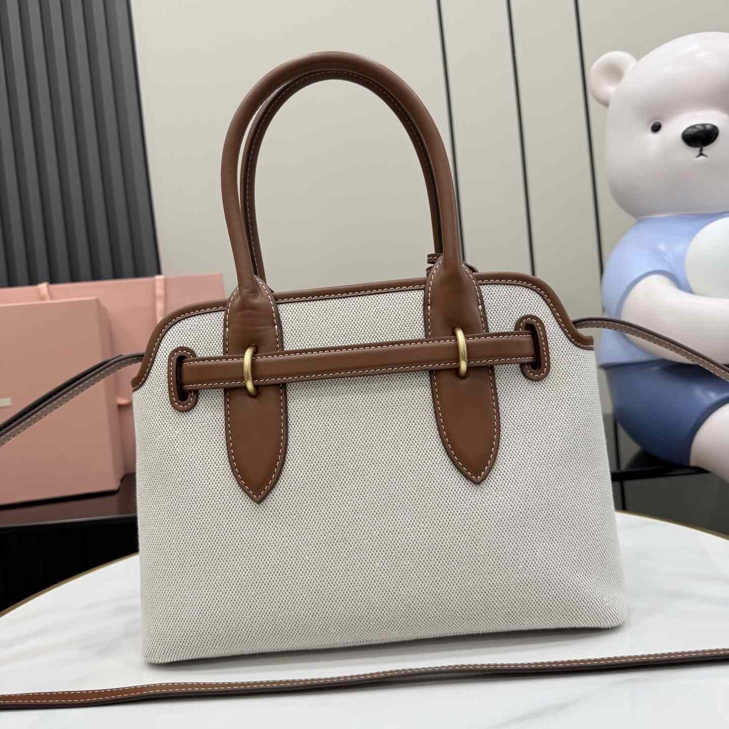 Miu Miu Aventure Canvas And Leather Bag - DesignerGu