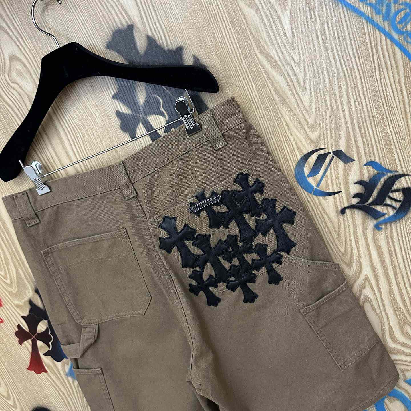 Chrome Hearts Double Knee Cross Patch Shorts - DesignerGu