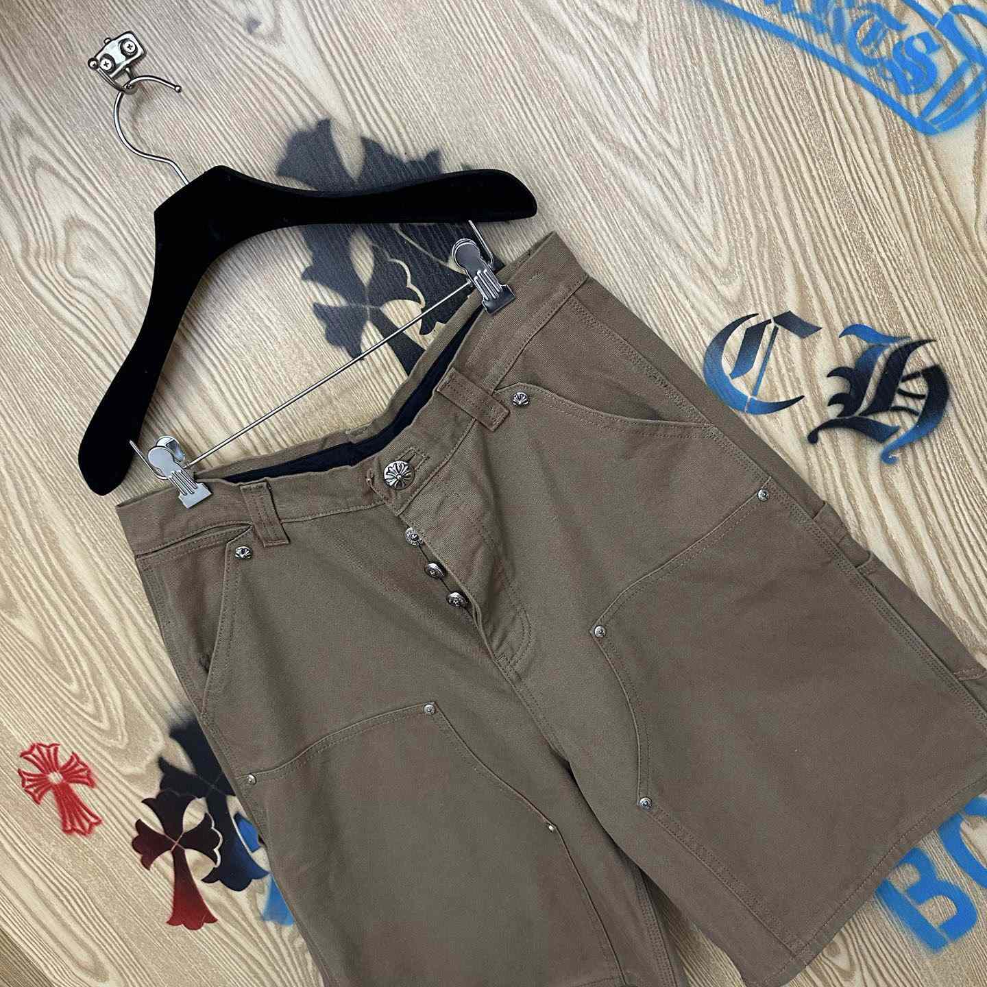 Chrome Hearts Double Knee Cross Patch Shorts - DesignerGu