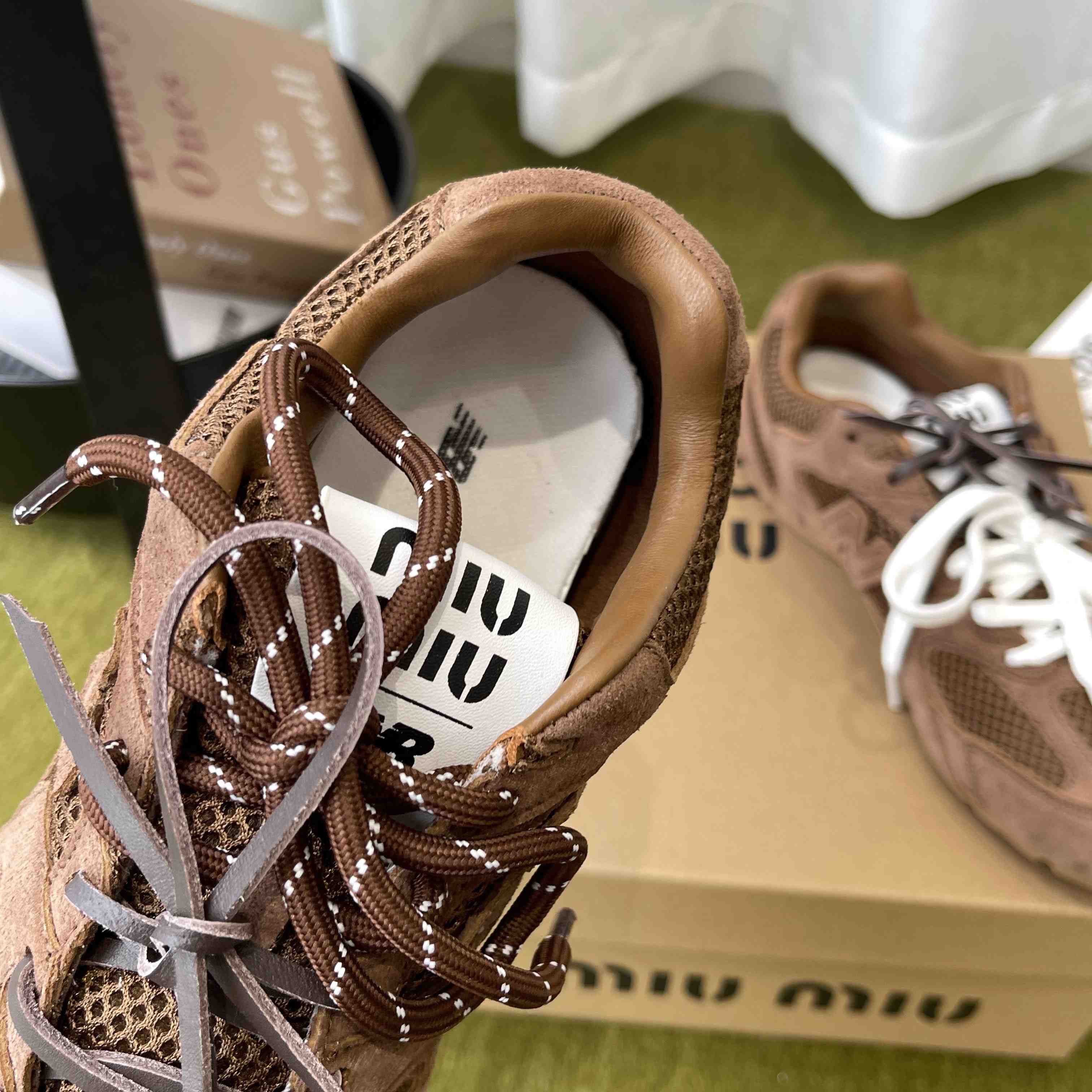 New Balance X Miu Miu 530 SL Suede And Mesh Sneakers - DesignerGu