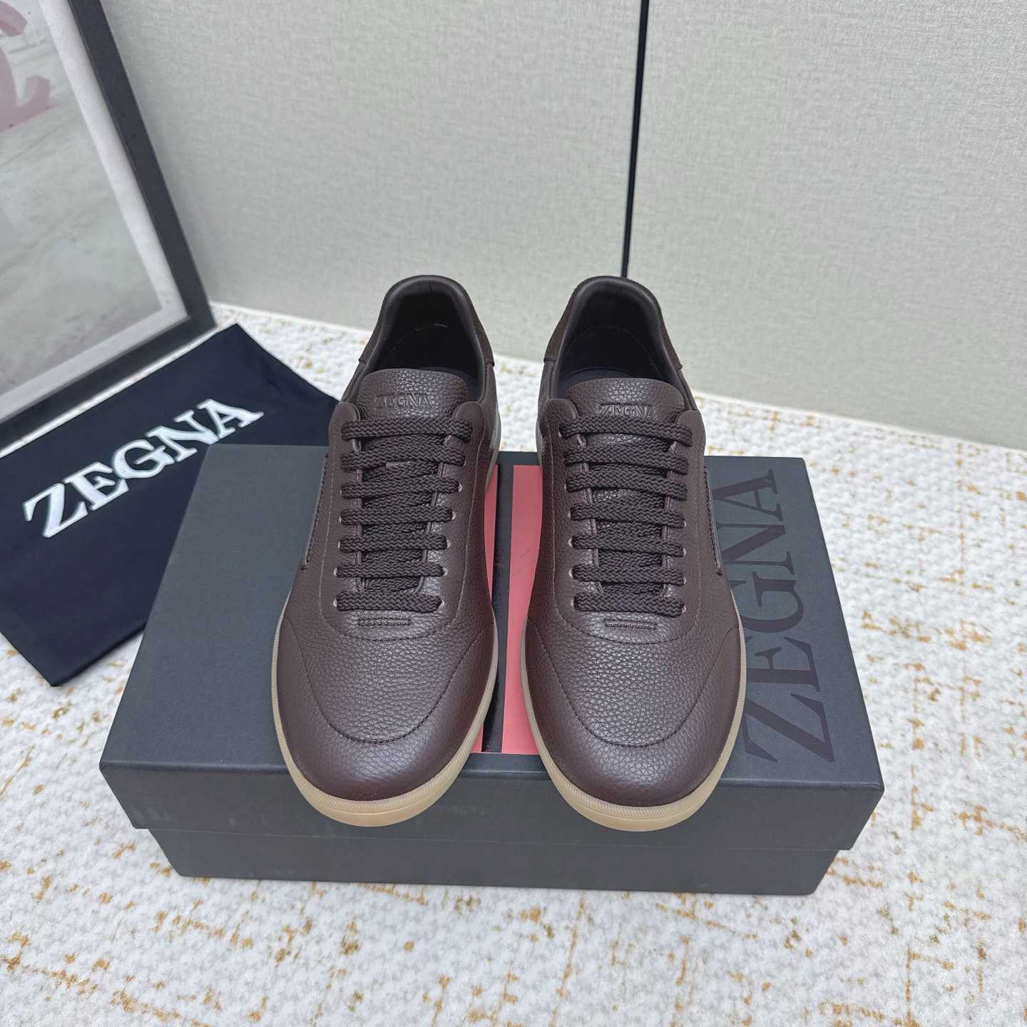 Zegna Grained Leather 232 Sneakers - DesignerGu