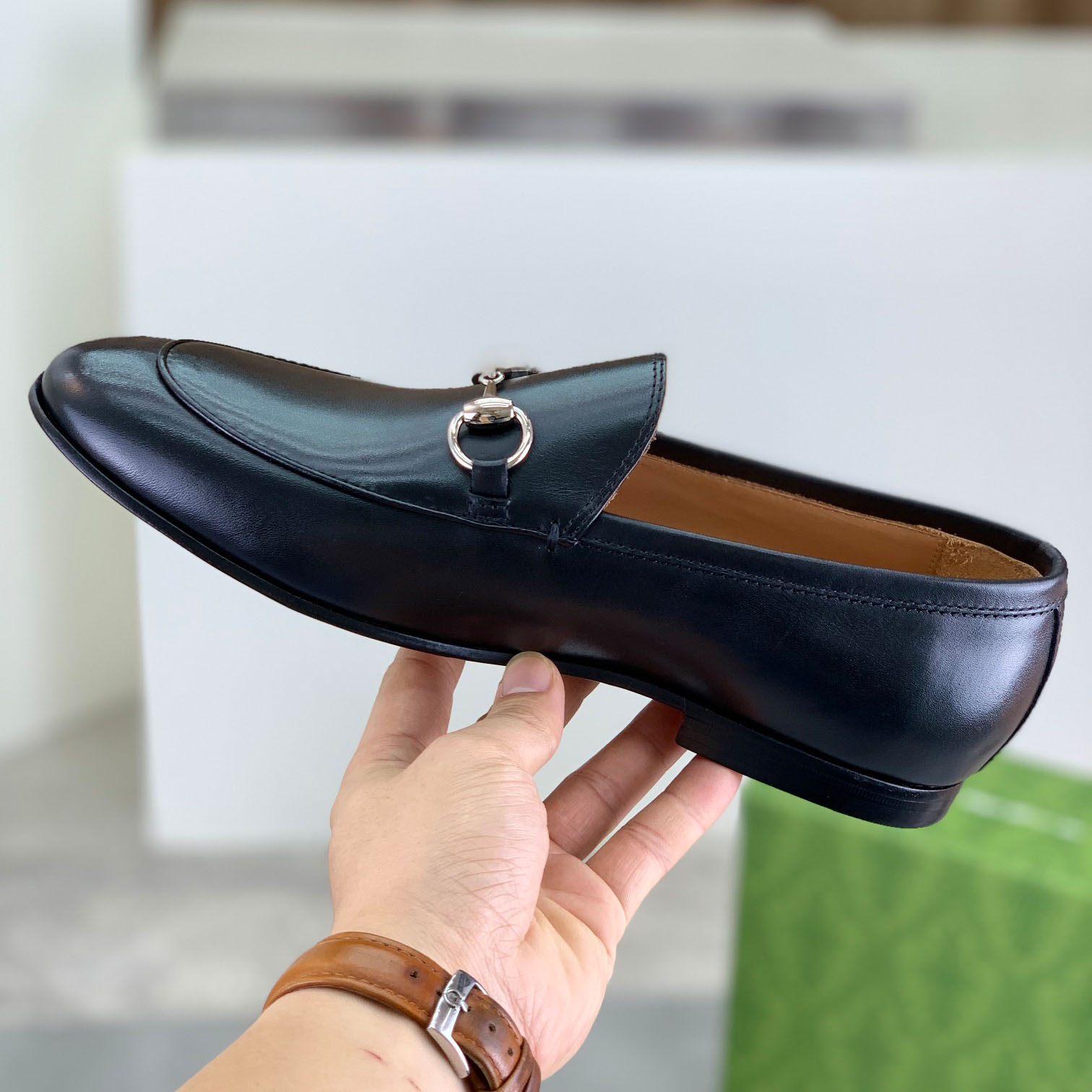 Gucci Jordaan Horsebit Leather Loafers - DesignerGu