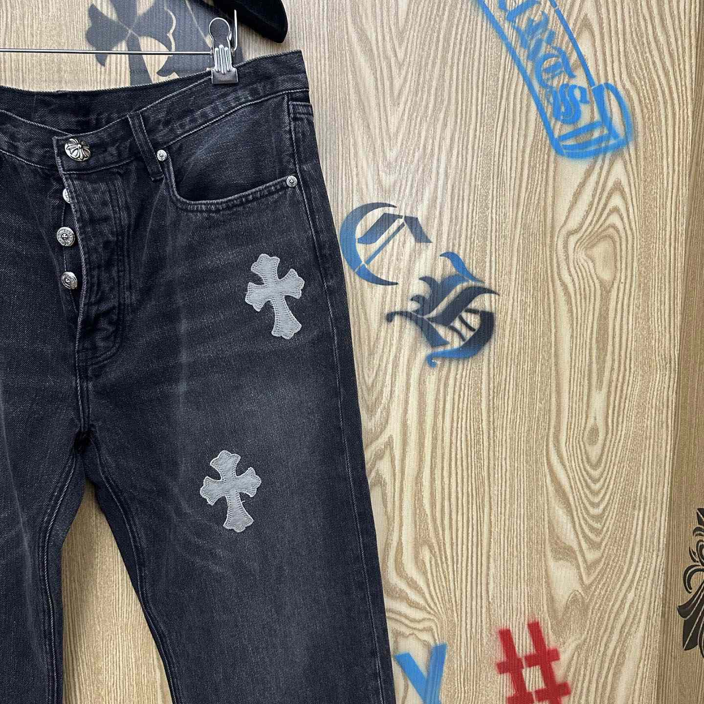 Chrome Hearts Pony Hair Cross Patch Jeans - DesignerGu
