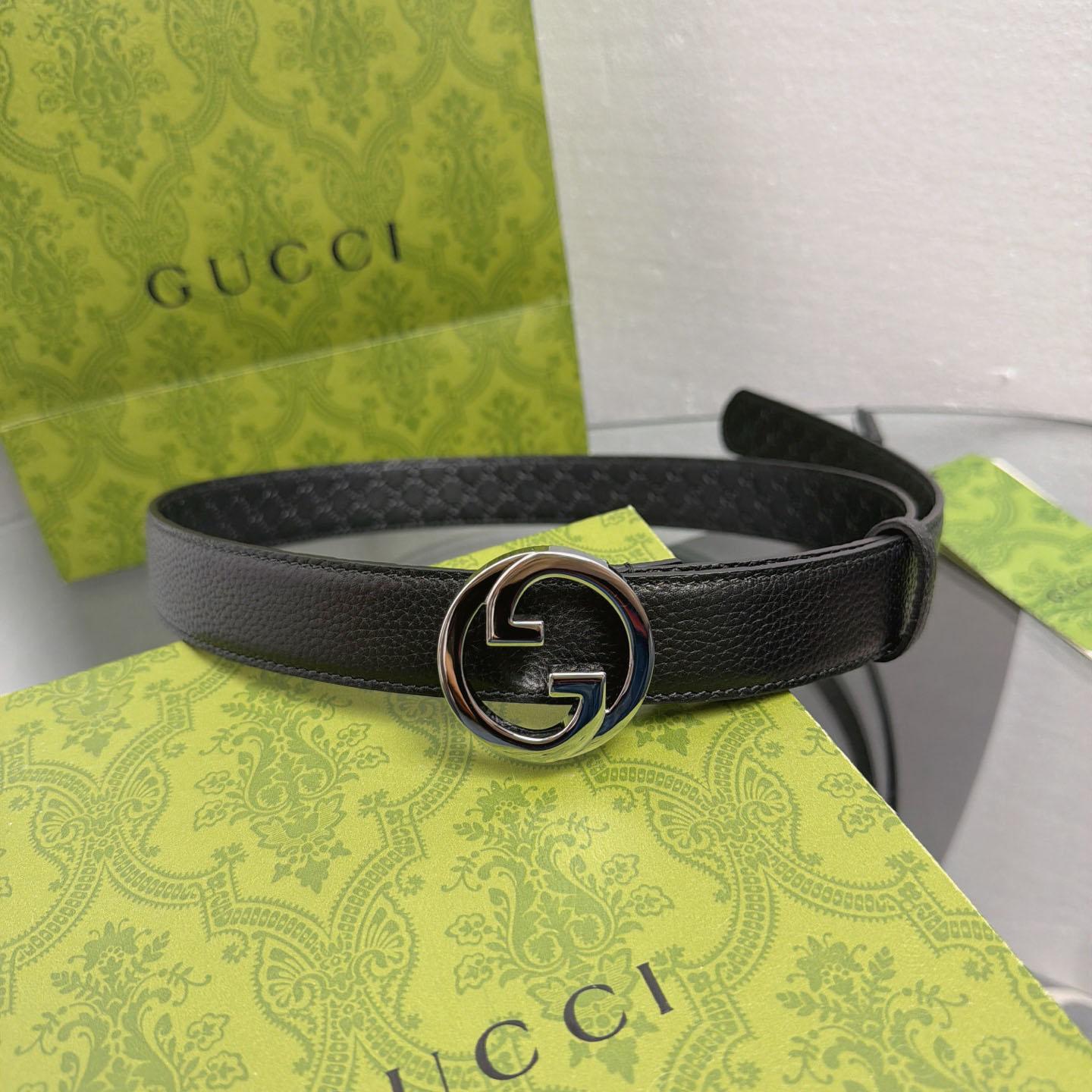Gucci  Belt With Interlocking G Buckle - DesignerGu