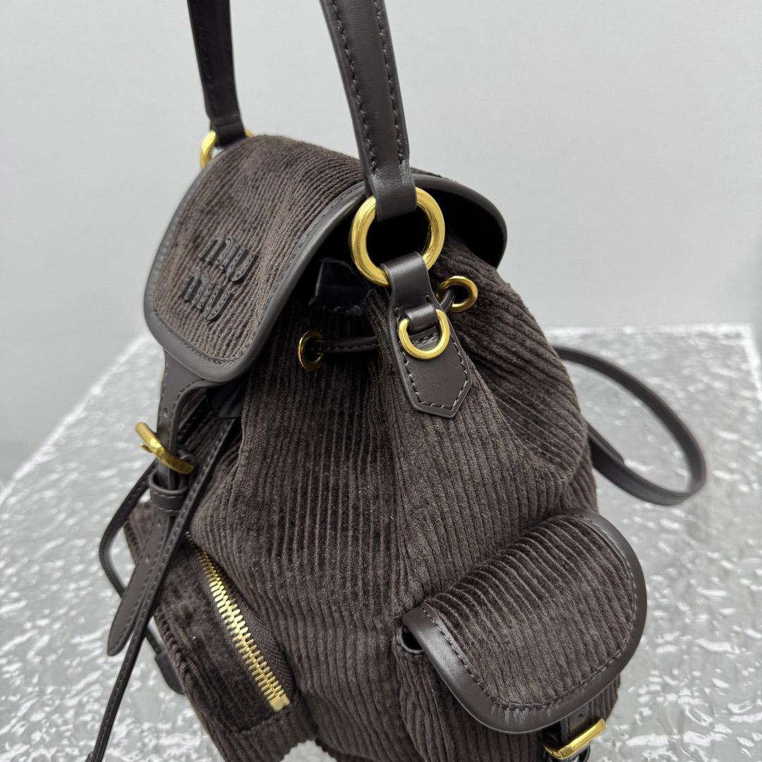 Miu Miu  Medium Corduroy Cotton Backpack - DesignerGu