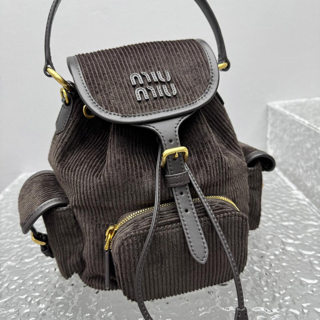 Miu Miu  Medium Corduroy Cotton Backpack - DesignerGu