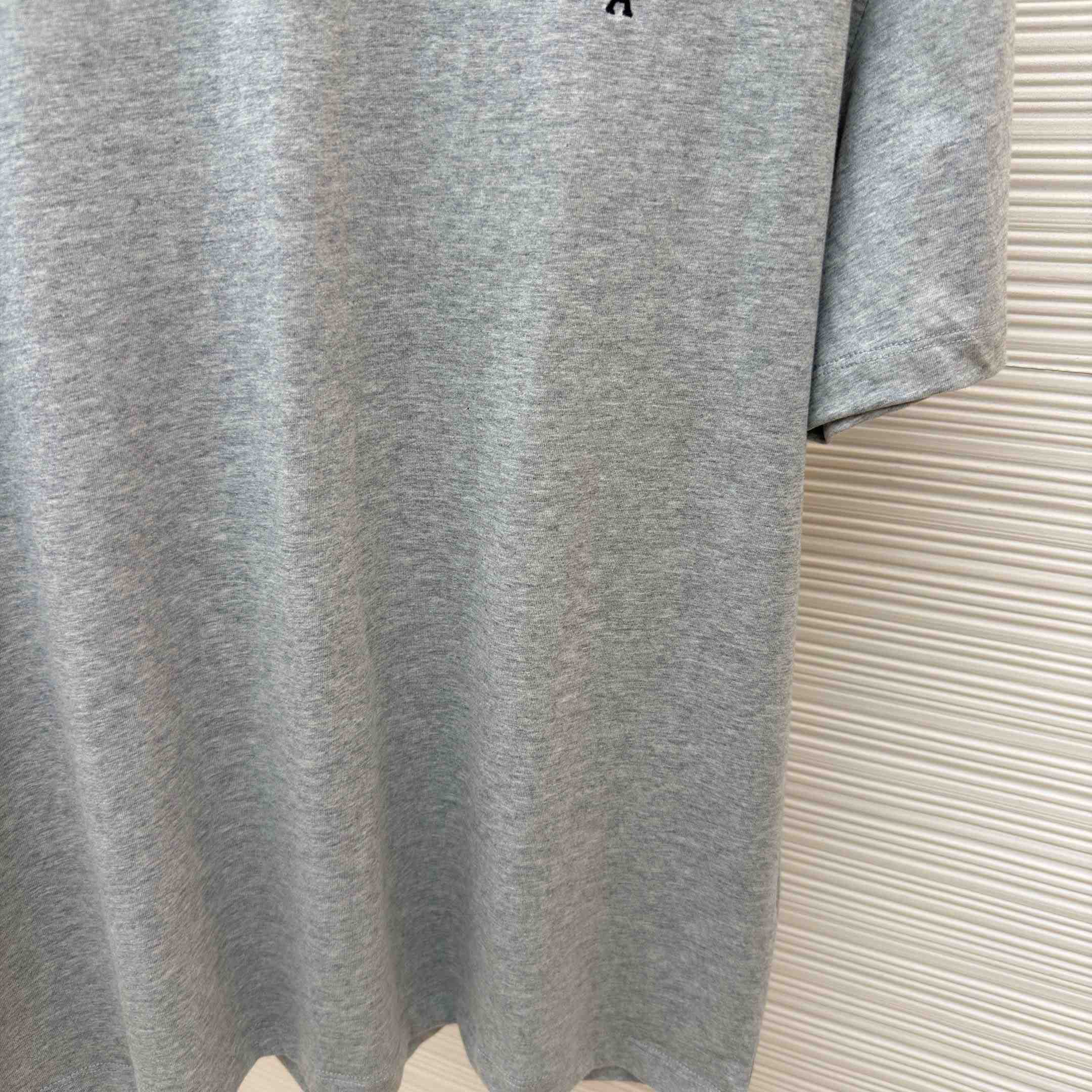 AMI Paris Grey Cotton Contrasted Adc Tshirt - DesignerGu