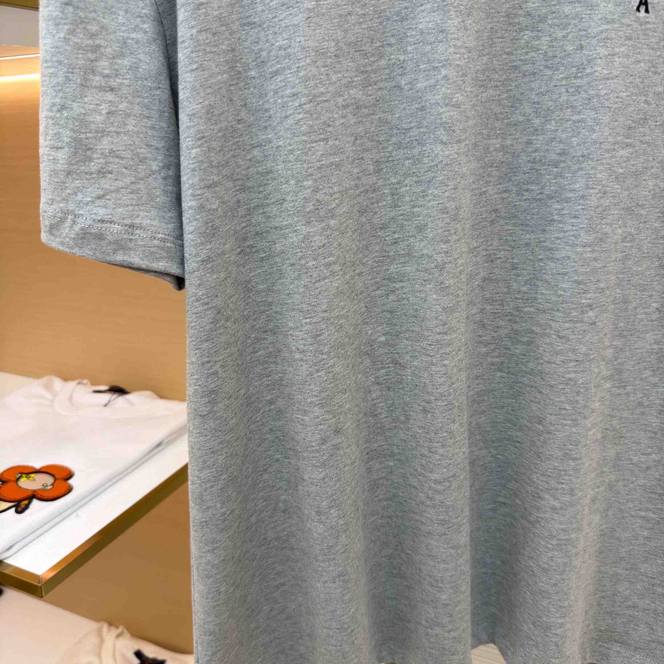 AMI Paris Grey Cotton Contrasted Adc Tshirt - DesignerGu