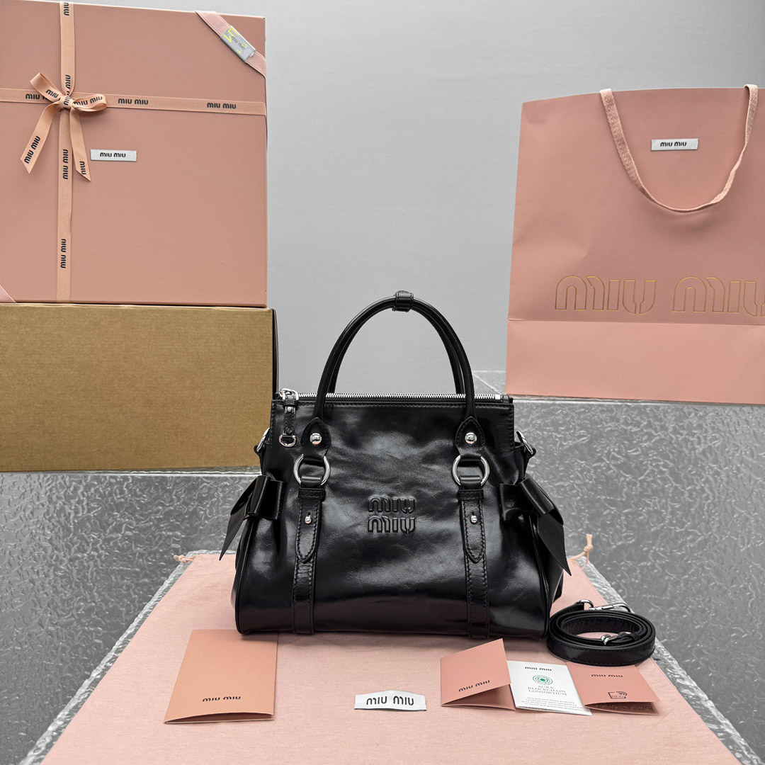 Miu Miu Shiny Leather Top-Handle Bag - DesignerGu