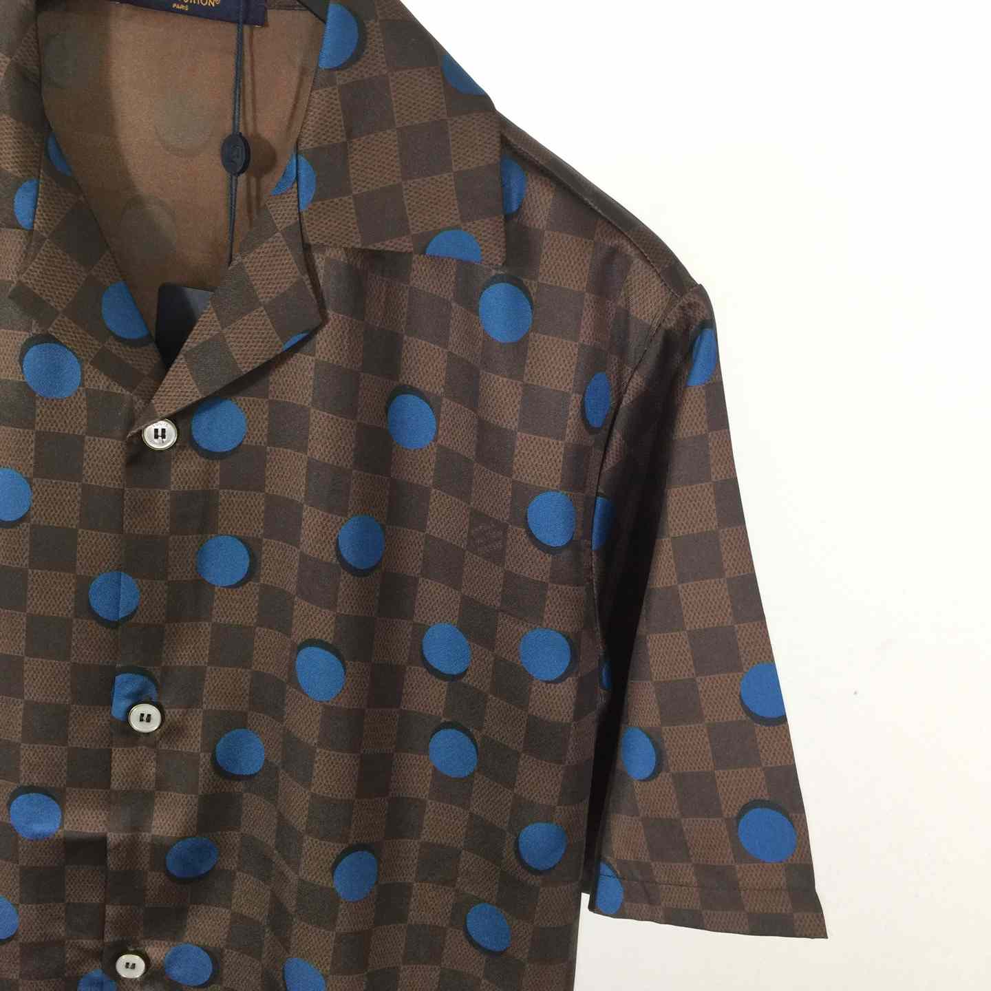 Louis Vuitton Damier Silk Short-Sleeved Shirt    - DesignerGu