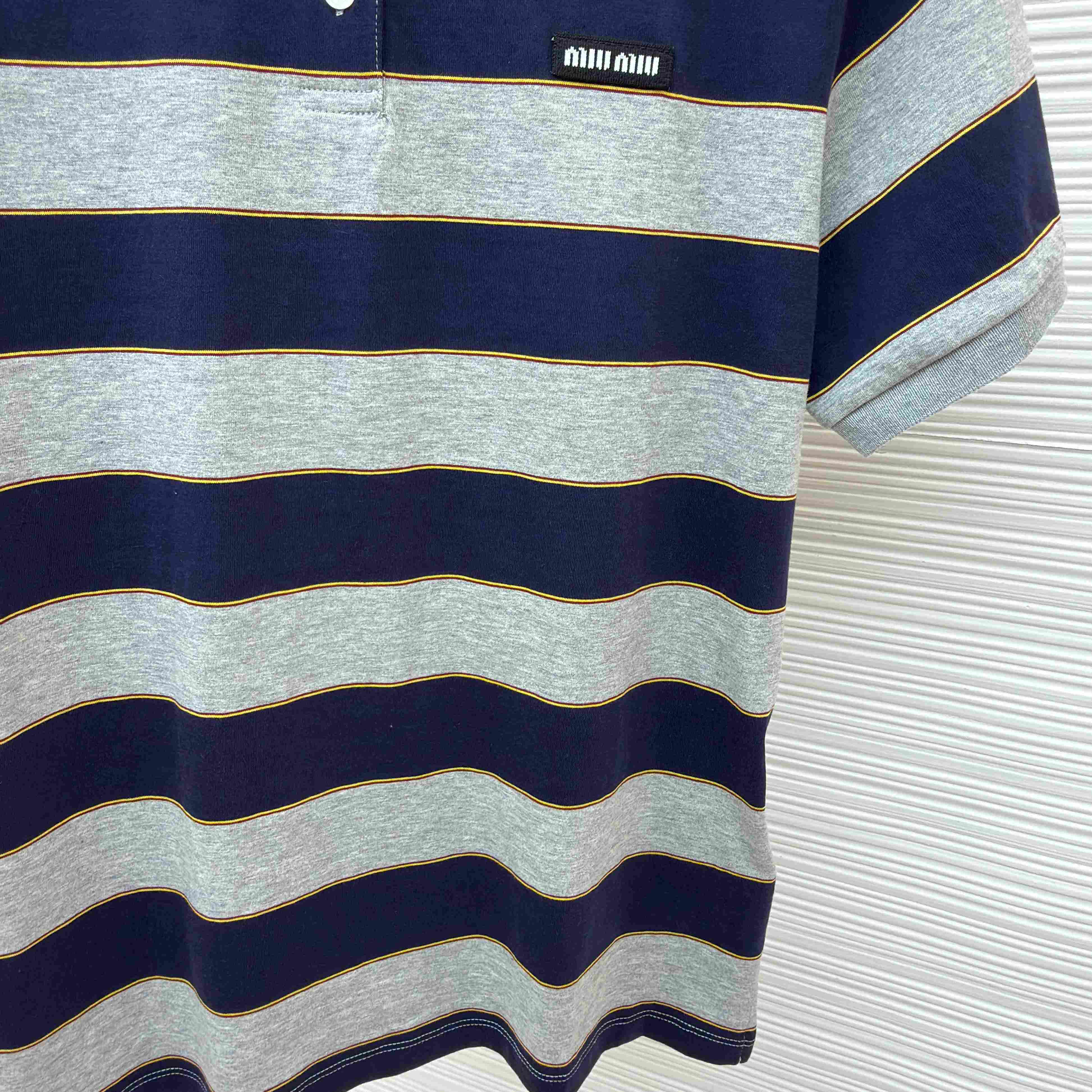 Miu Miu Striped Jersey Polo Shirt - DesignerGu