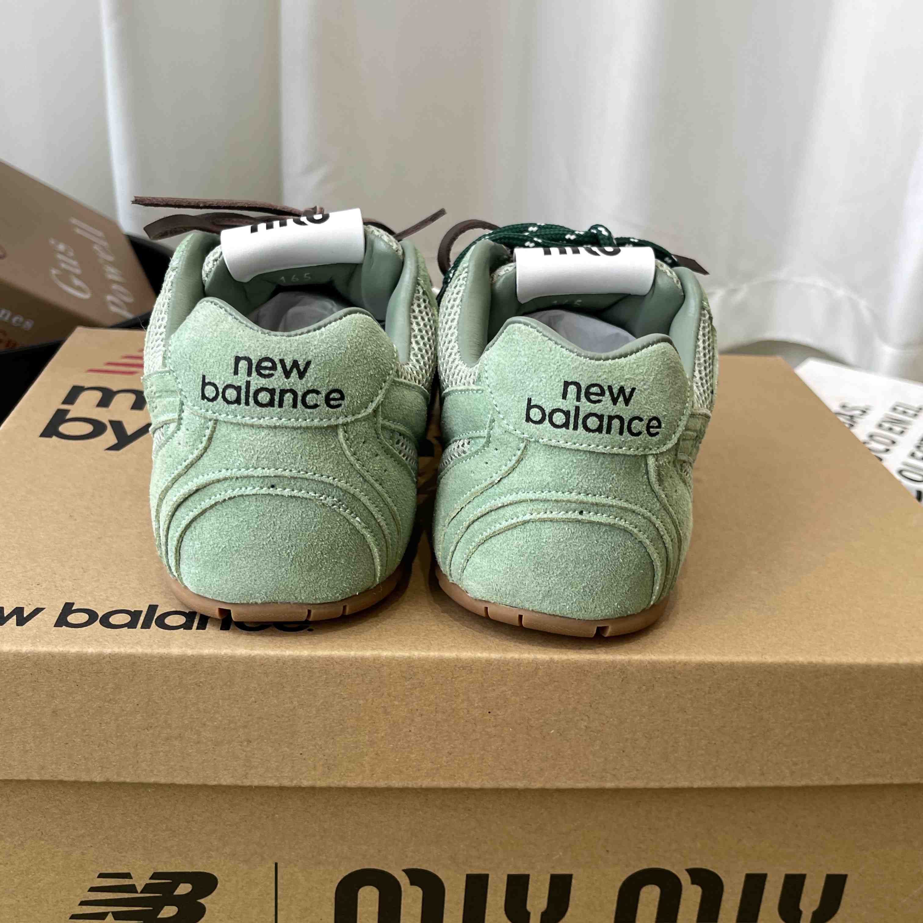 New Balance X Miu Miu 530 SL Suede And Mesh Sneakers - DesignerGu
