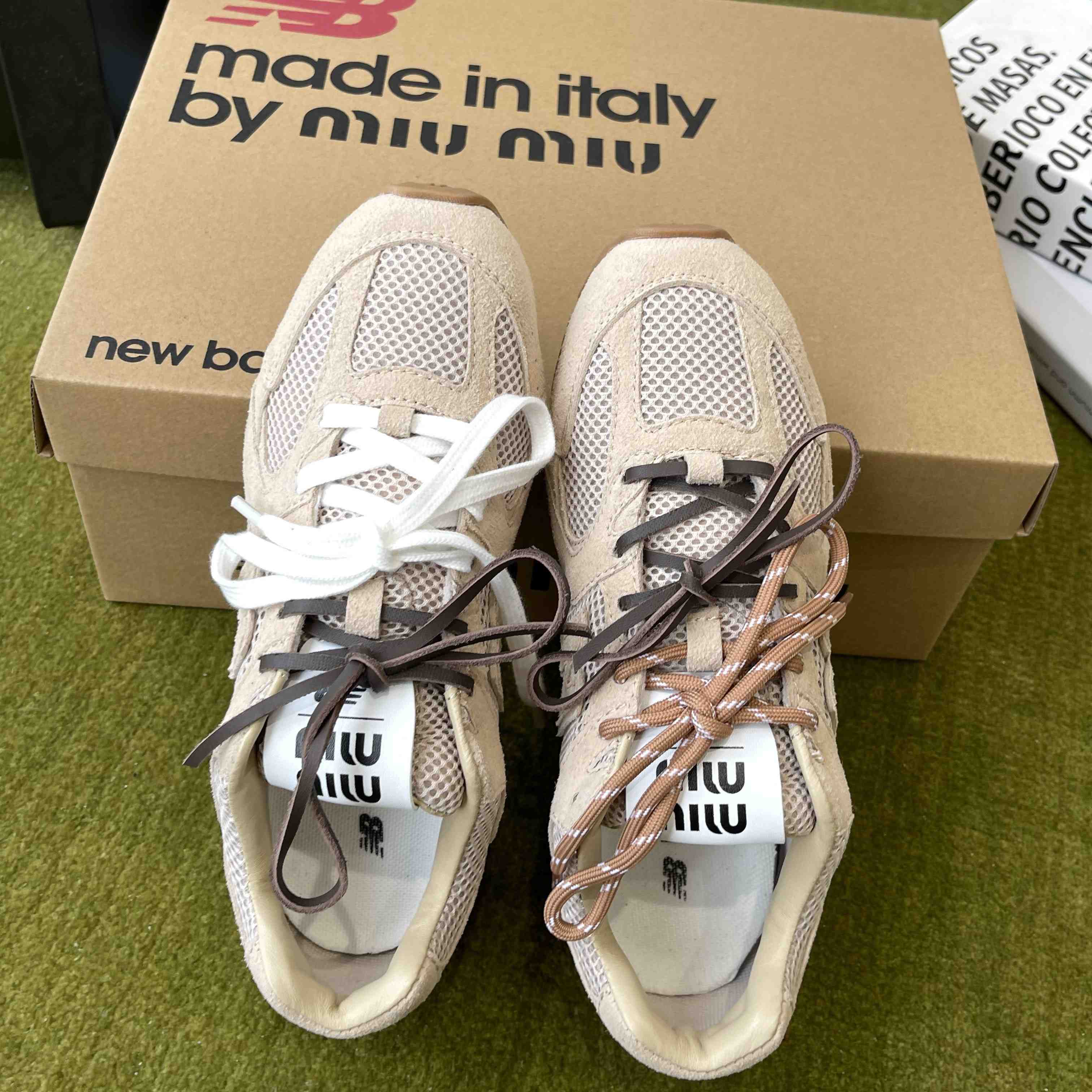 New Balance X Miu Miu 530 SL Suede And Mesh Sneakers - DesignerGu