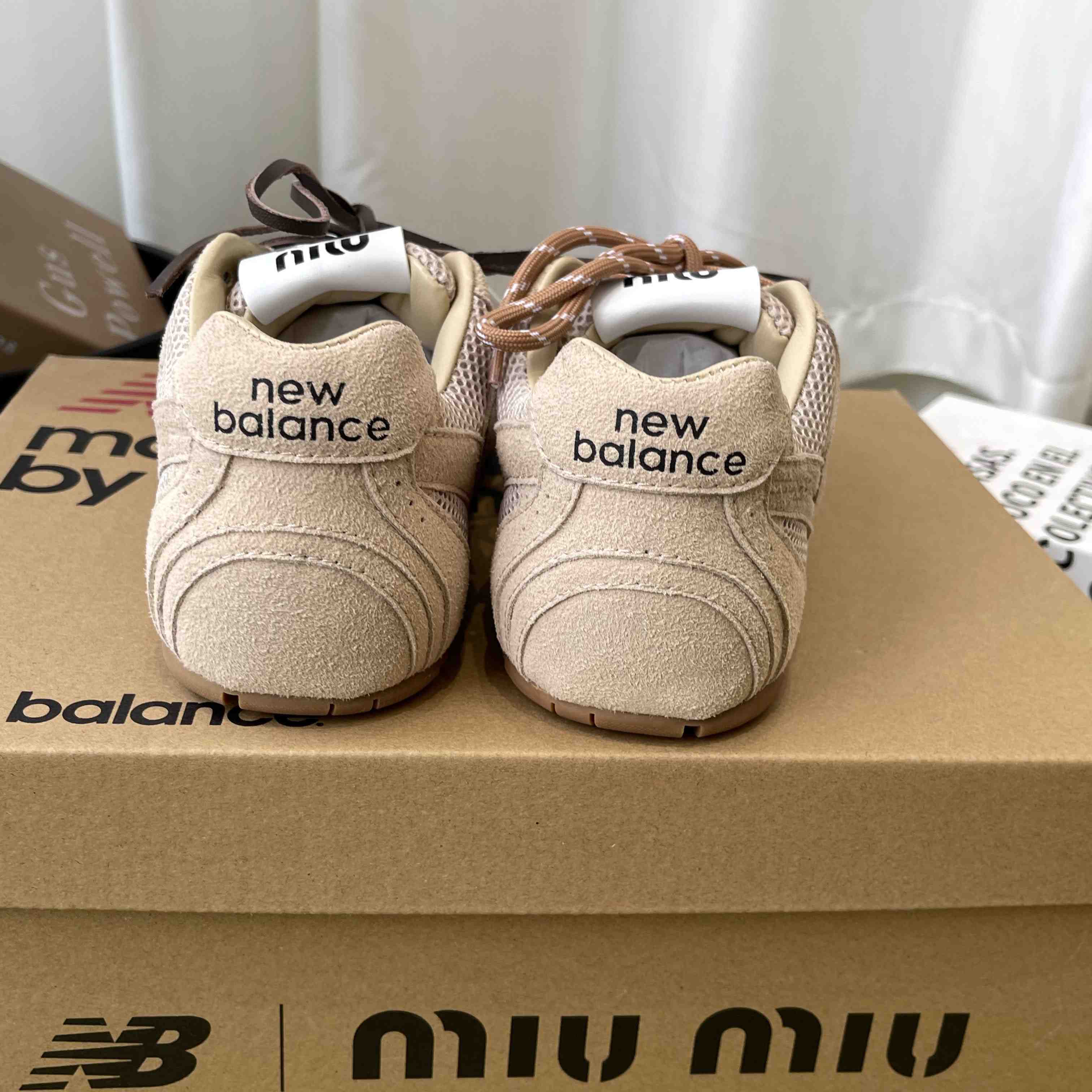 New Balance X Miu Miu 530 SL Suede And Mesh Sneakers - DesignerGu