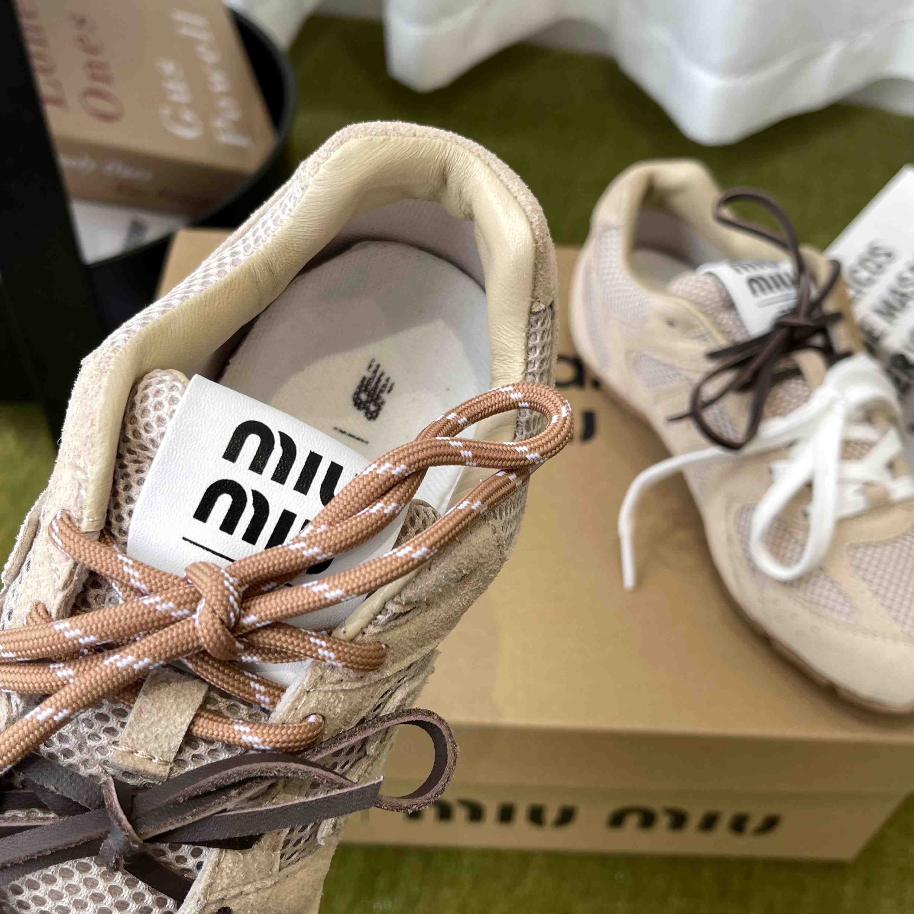 New Balance X Miu Miu 530 SL Suede And Mesh Sneakers - DesignerGu