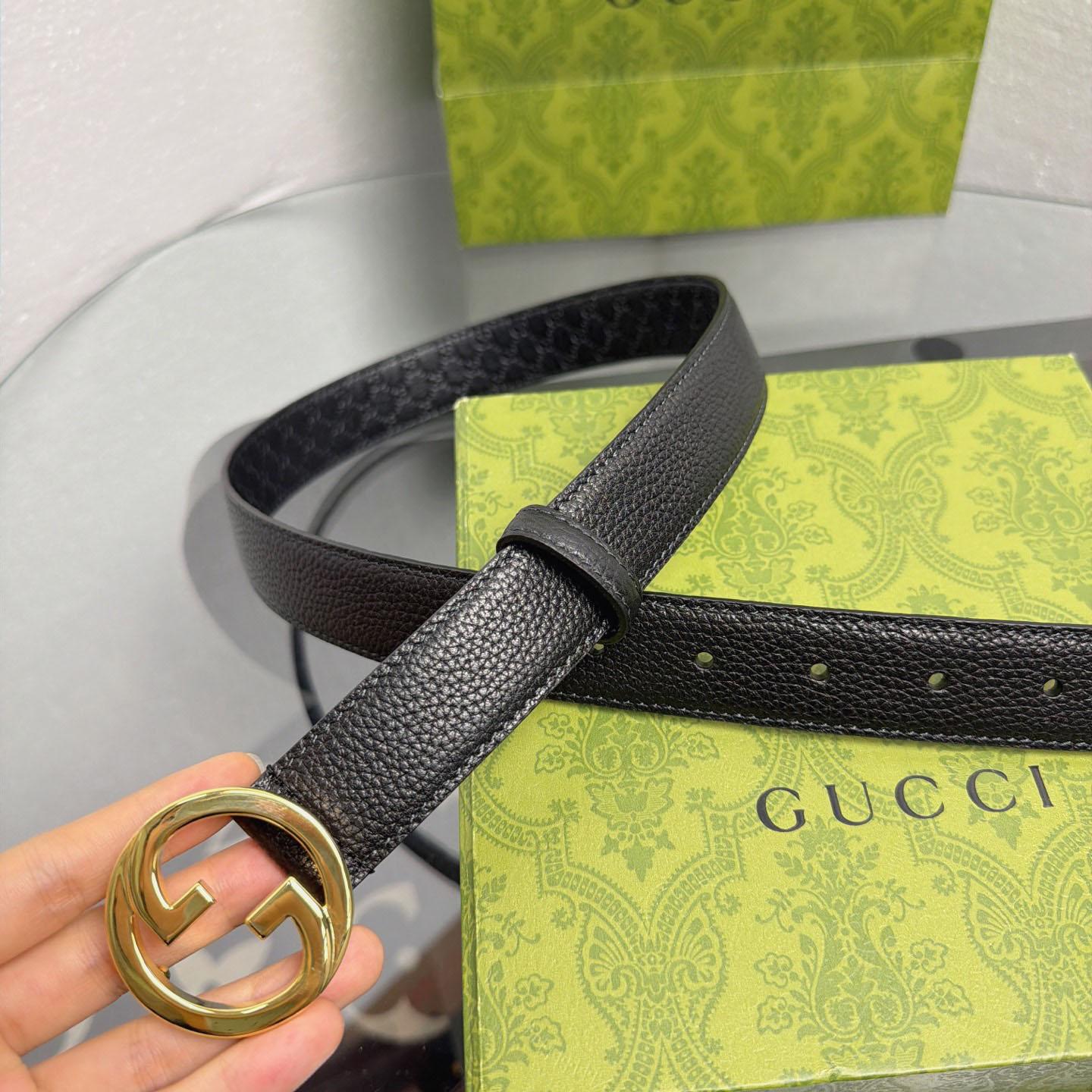 Gucci  Belt With Interlocking G Buckle - DesignerGu