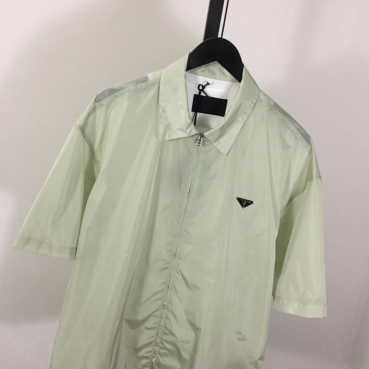 Prada Short-sleeved Re-Nylon Zipper Shirt - DesignerGu