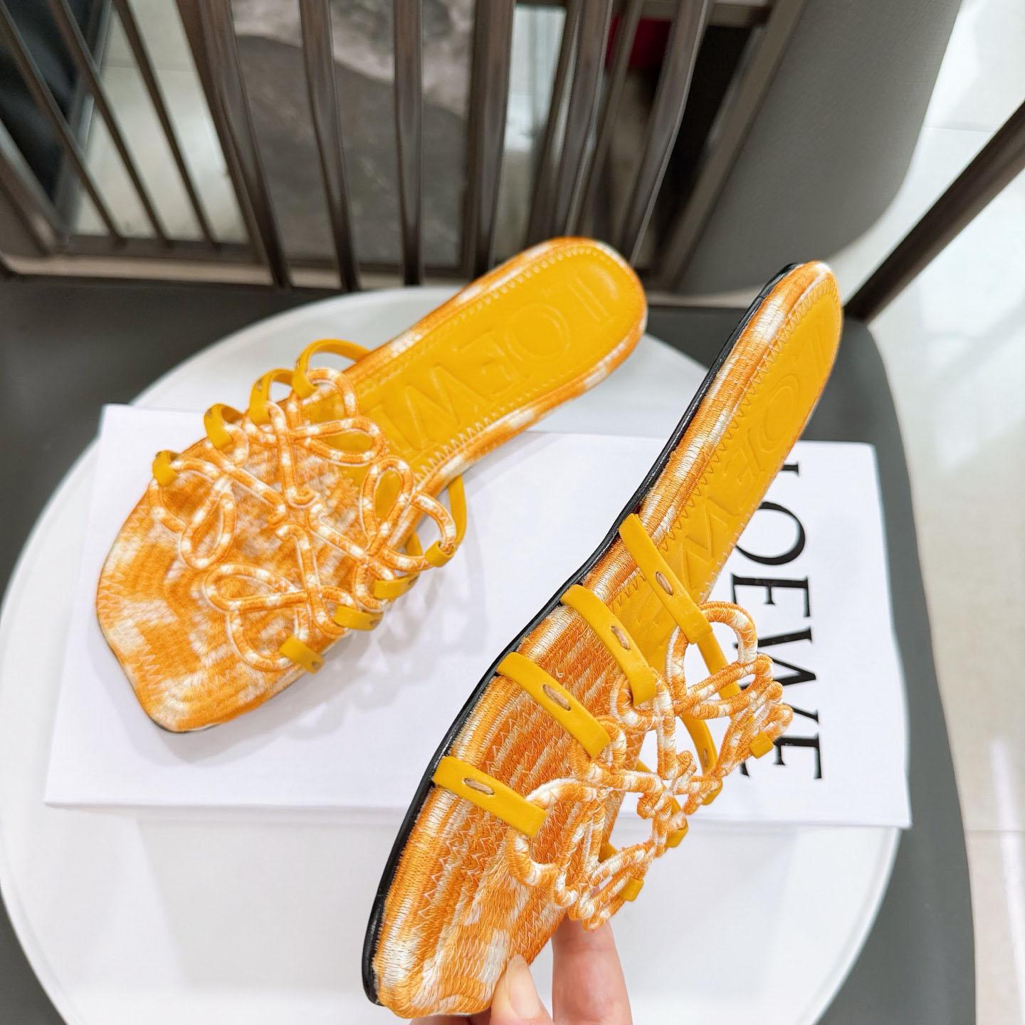 Loewe Petal Anagram Slide In Embroidered Canvas - DesignerGu