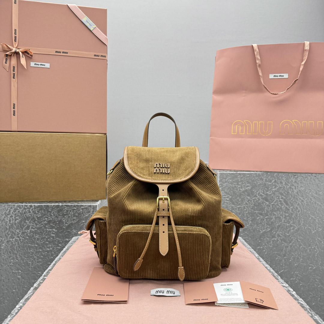 Miu Miu  Large Corduroy Backpack - DesignerGu