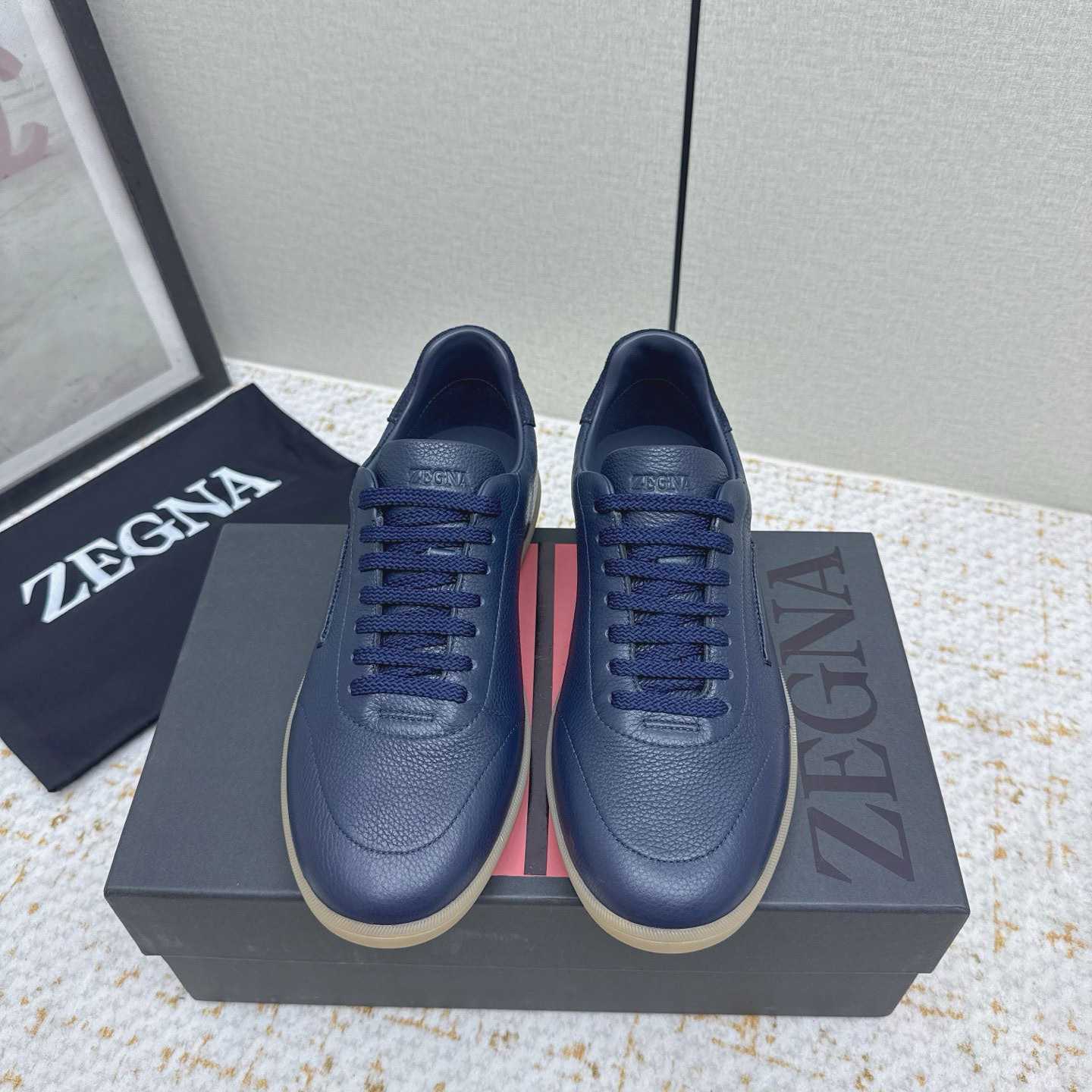 Zegna Grained Leather 232 Sneakers - DesignerGu