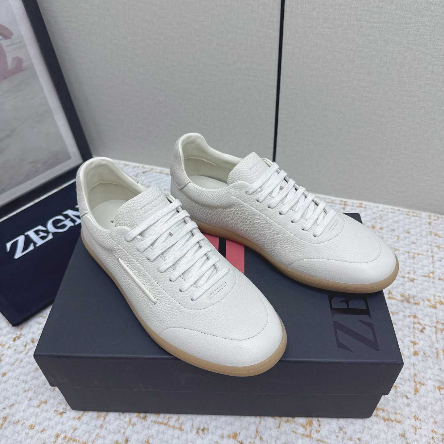 Zegna Grained Leather 232 Sneakers - DesignerGu