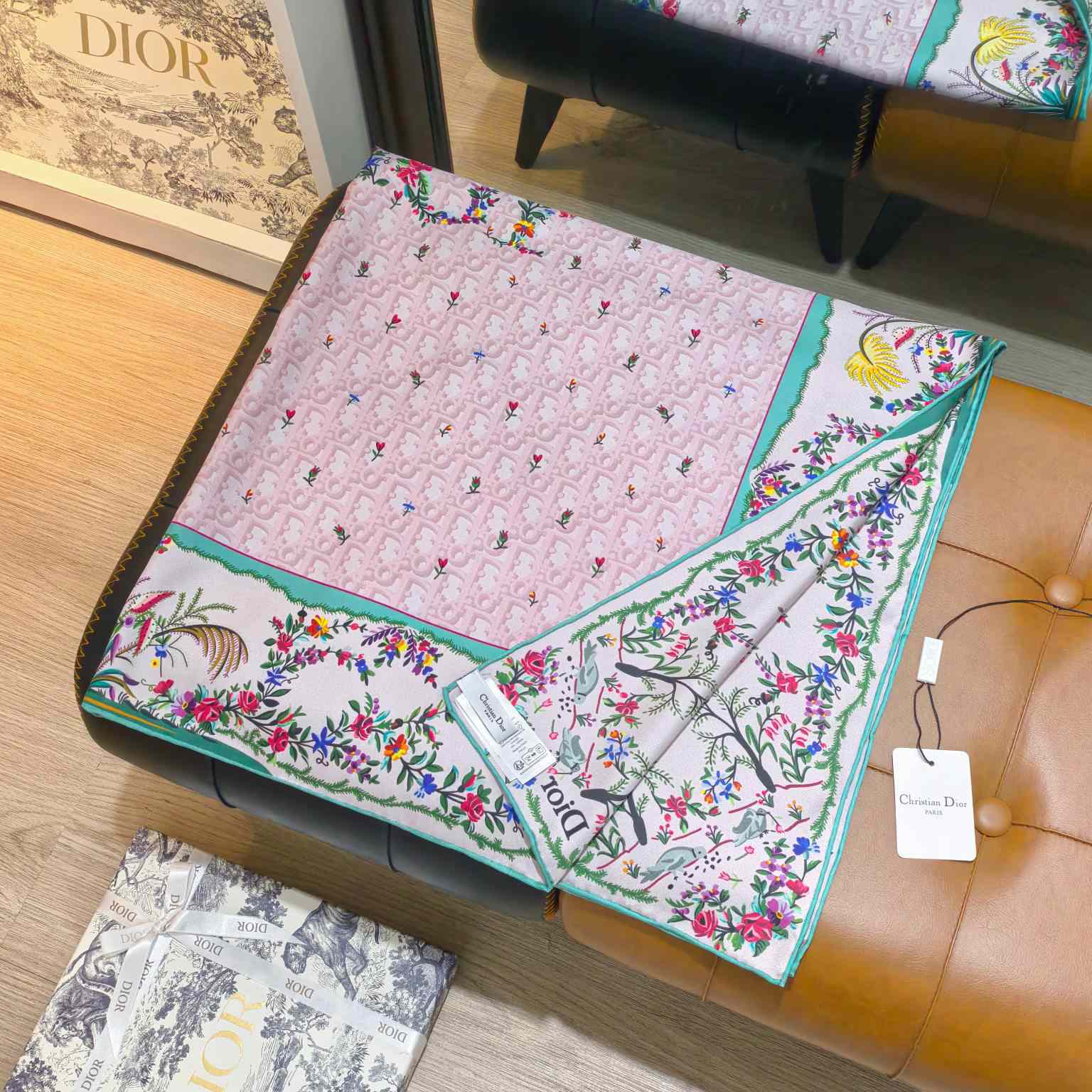 Dior Dioramour Revolution Flowers 90 Square Scarf - DesignerGu