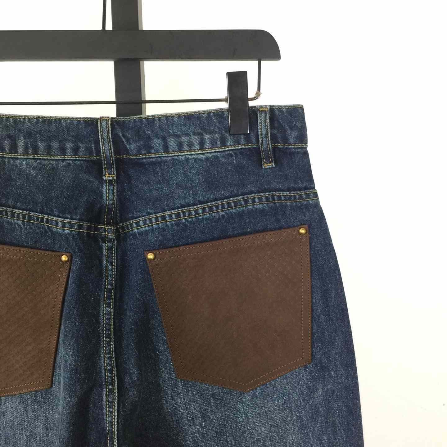 Louis Vuitton Denim Skate Pants With Leather Signature Pockets   1AJUXV - DesignerGu