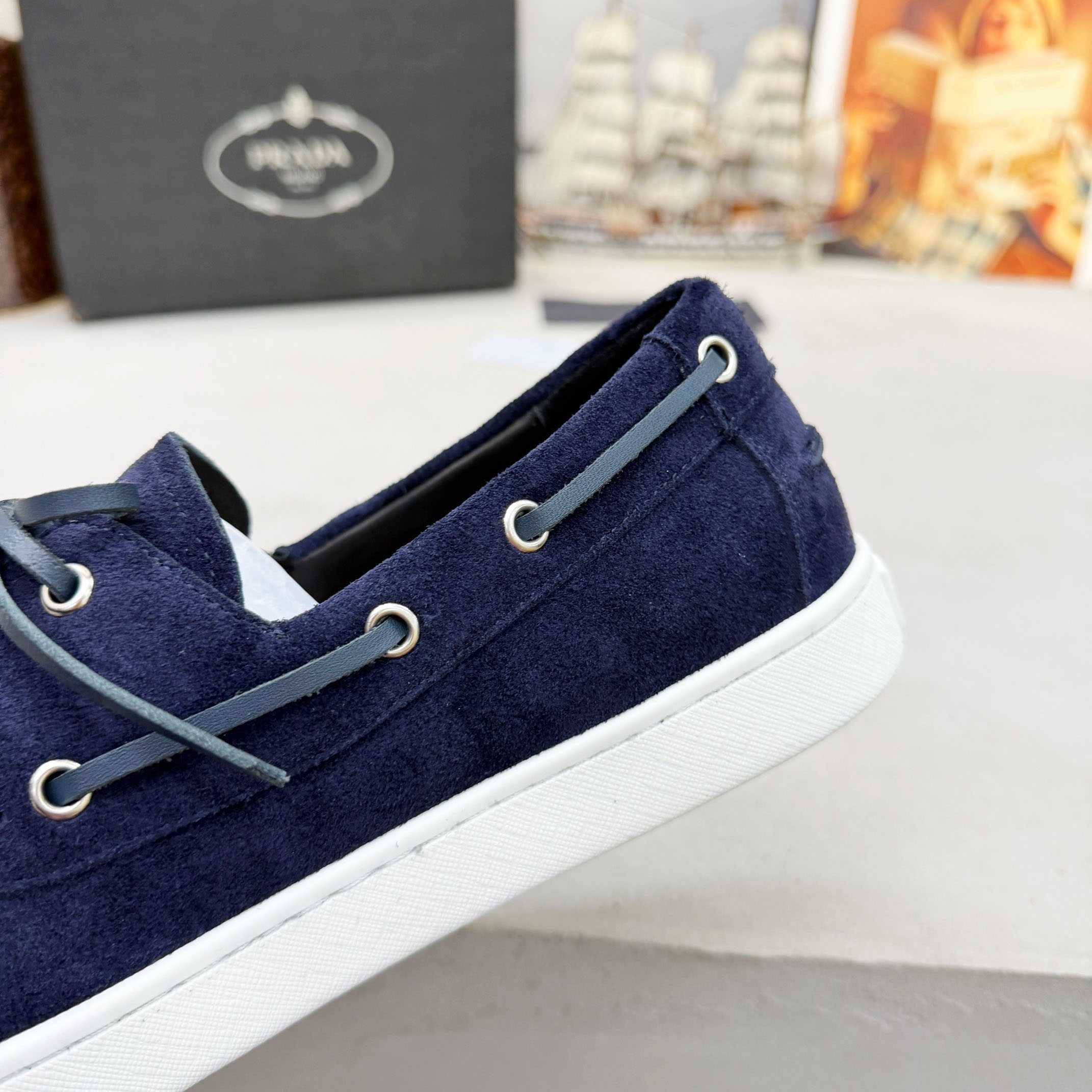 Prada Suede Boat Shoes With Laces - DesignerGu