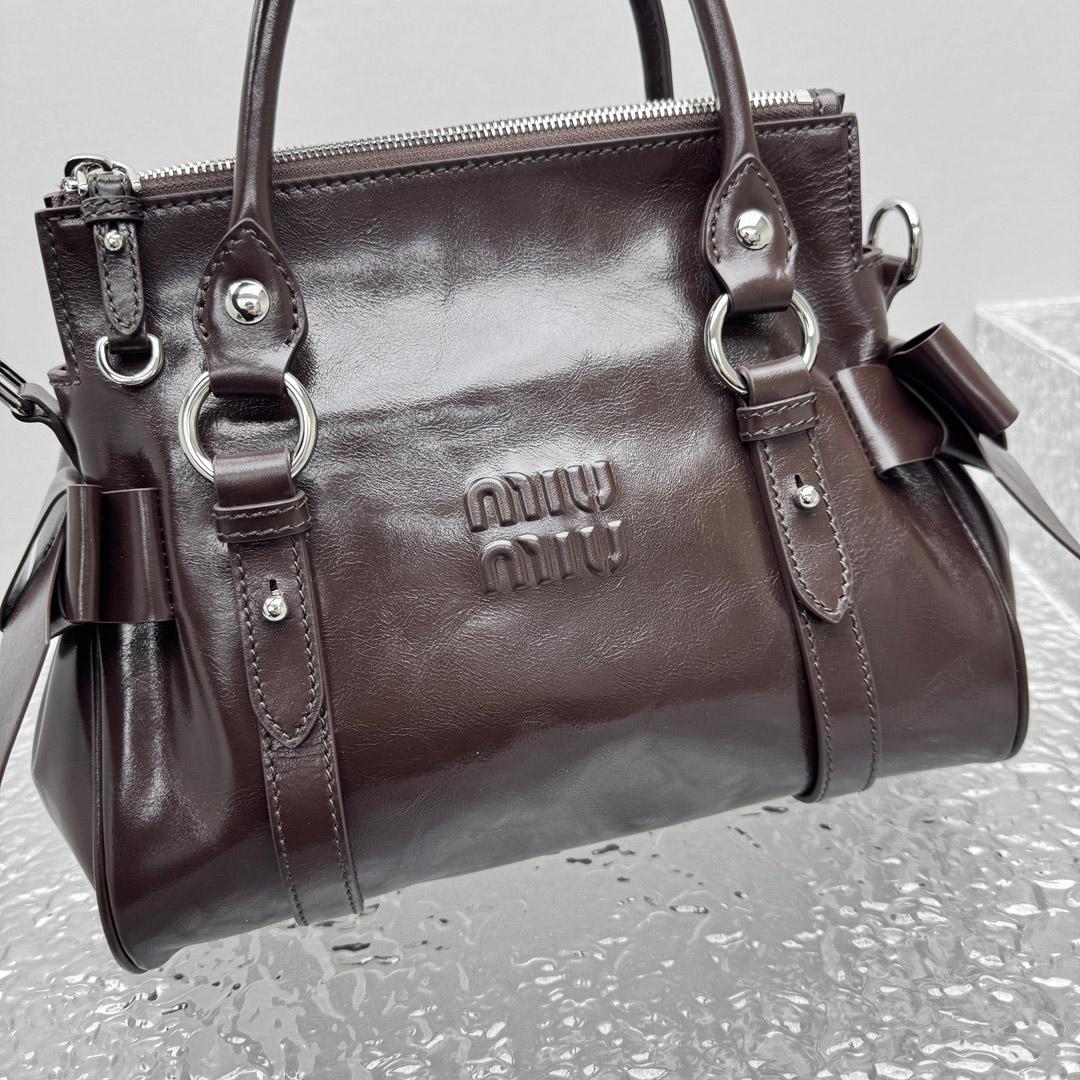 Miu Miu Shiny Leather Top-Handle Bag - DesignerGu